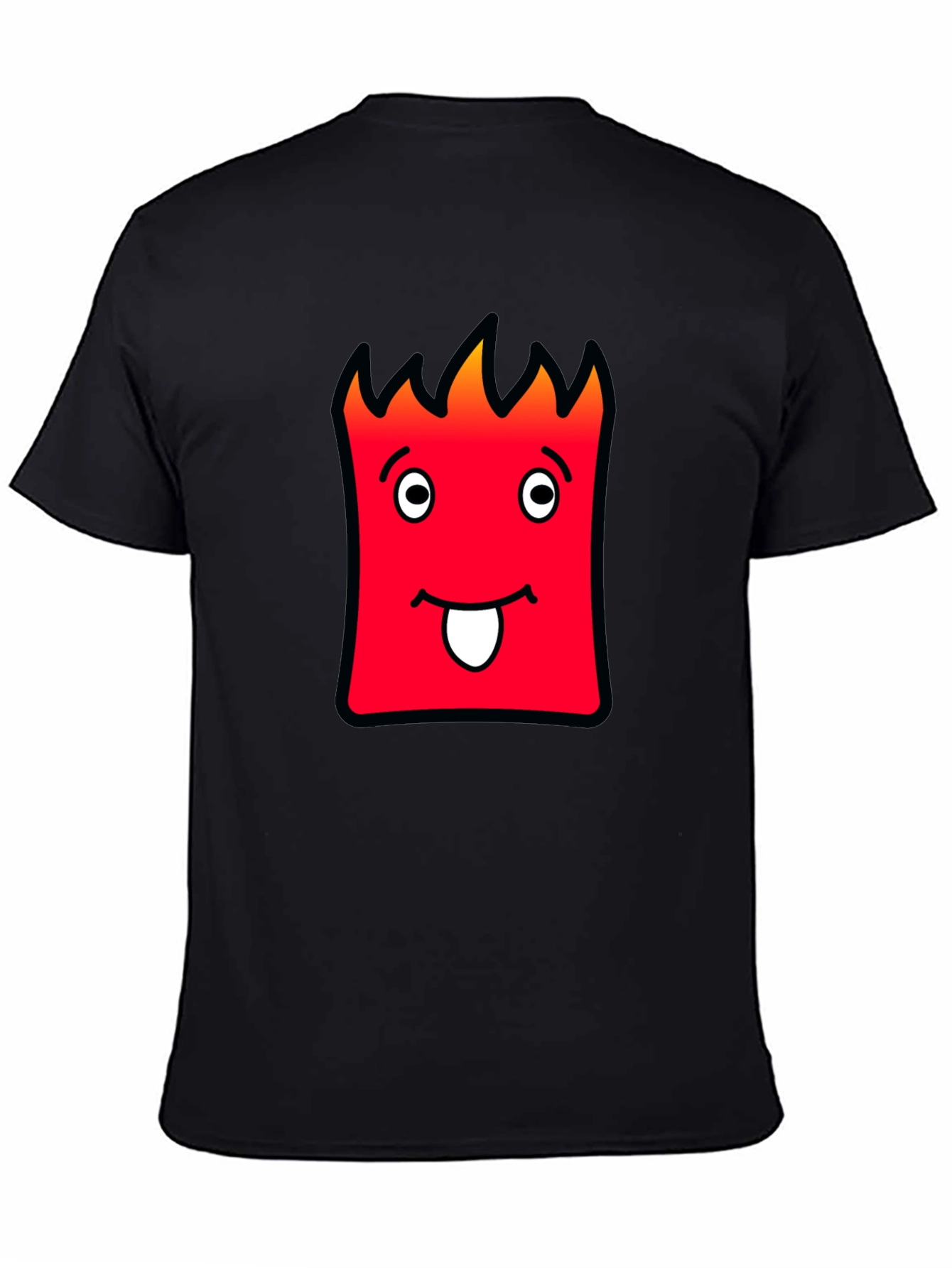 Funny Red Cartoon Face Black T-Shirt
