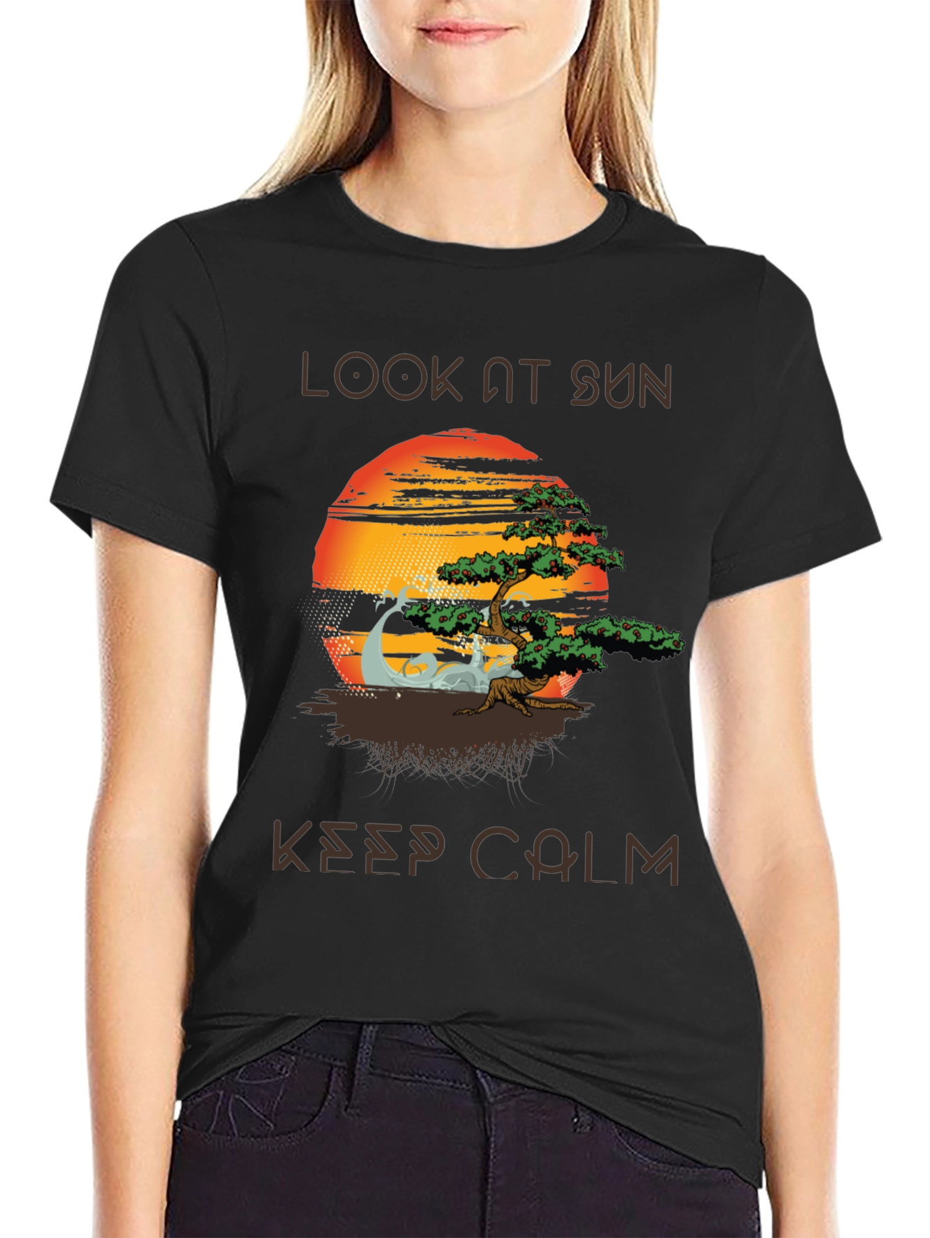 Zen Sunset T-Shirt - Look At Sun Keep Calm