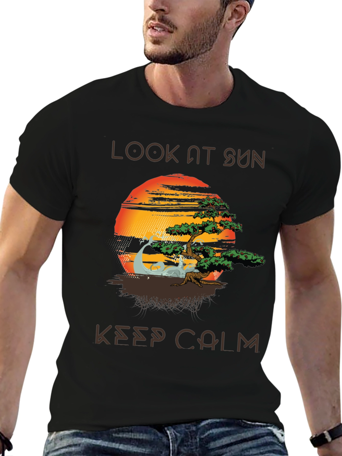 Zen Sunset T-Shirt - Look At Sun Keep Calm