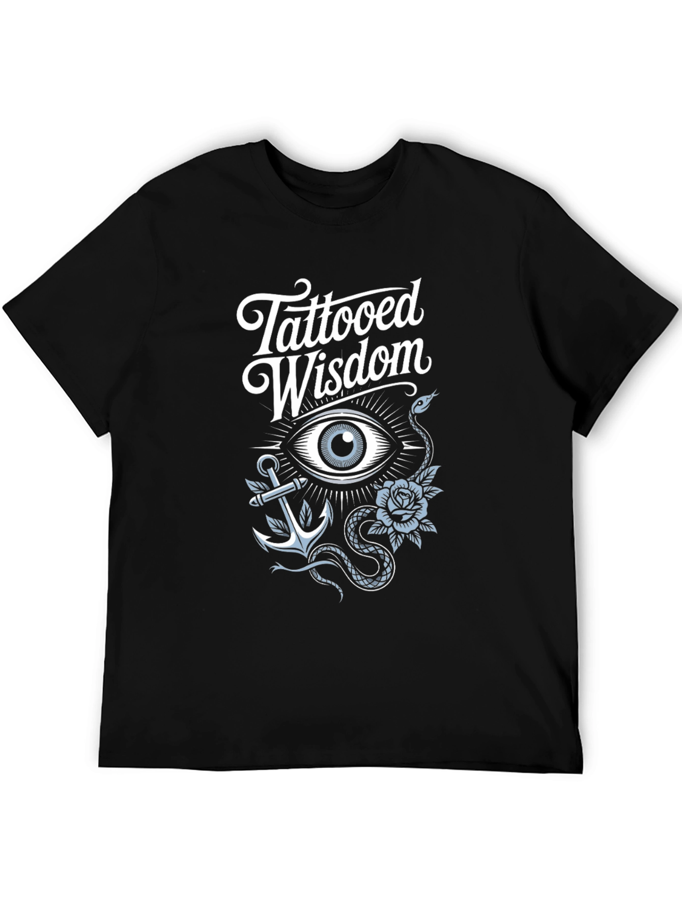 Tattooed Wisdom Graphic Print Black T-Shirt