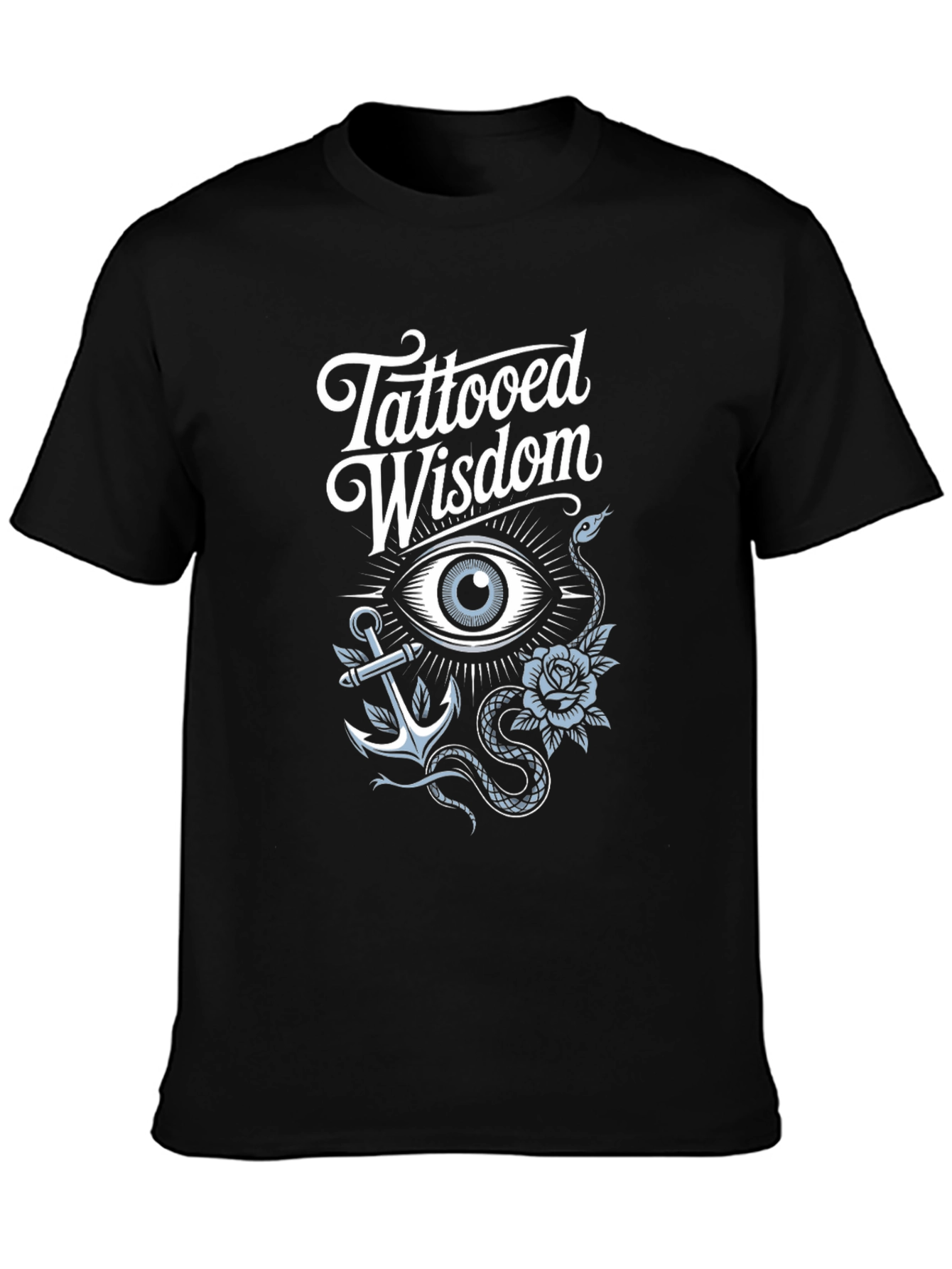 Tattooed Wisdom Graphic Print Black T-Shirt