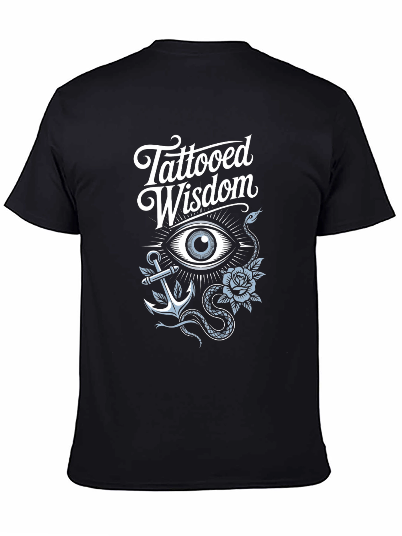 Tattooed Wisdom Graphic Print Black T-Shirt