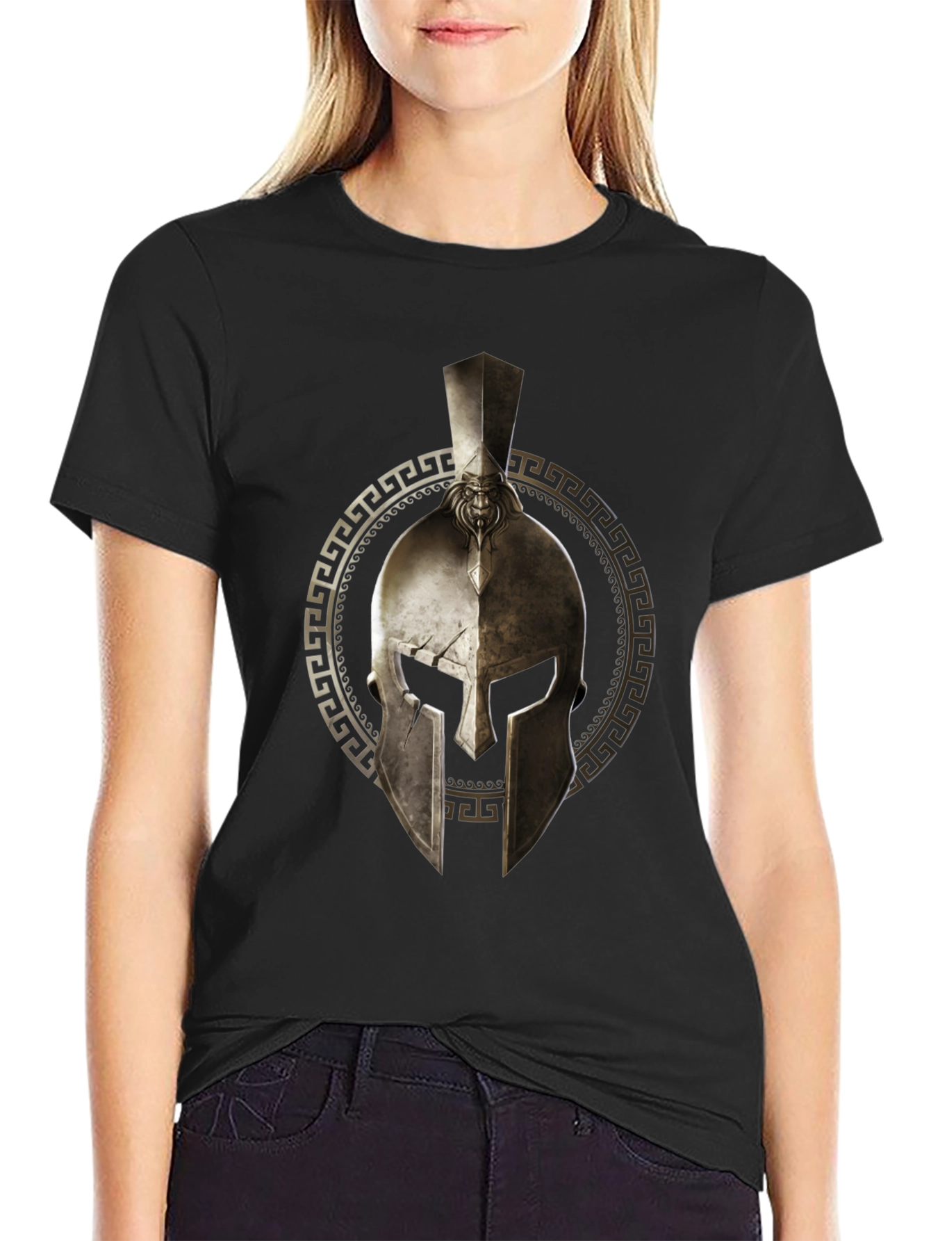 Spartan Helmet Graphic Black T-Shirt