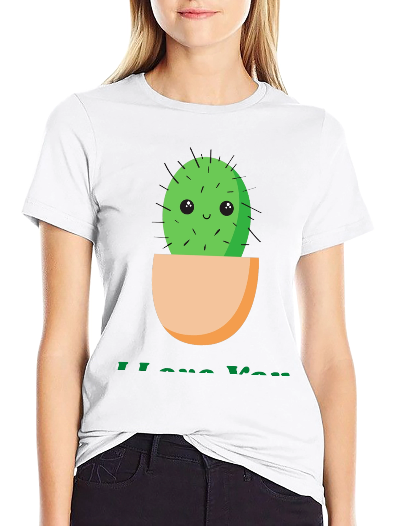 Cute Cactus I Love You T-Shirt - Black