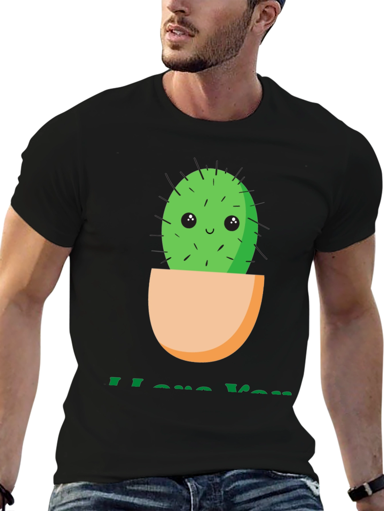 Cute Cactus I Love You T-Shirt - Black