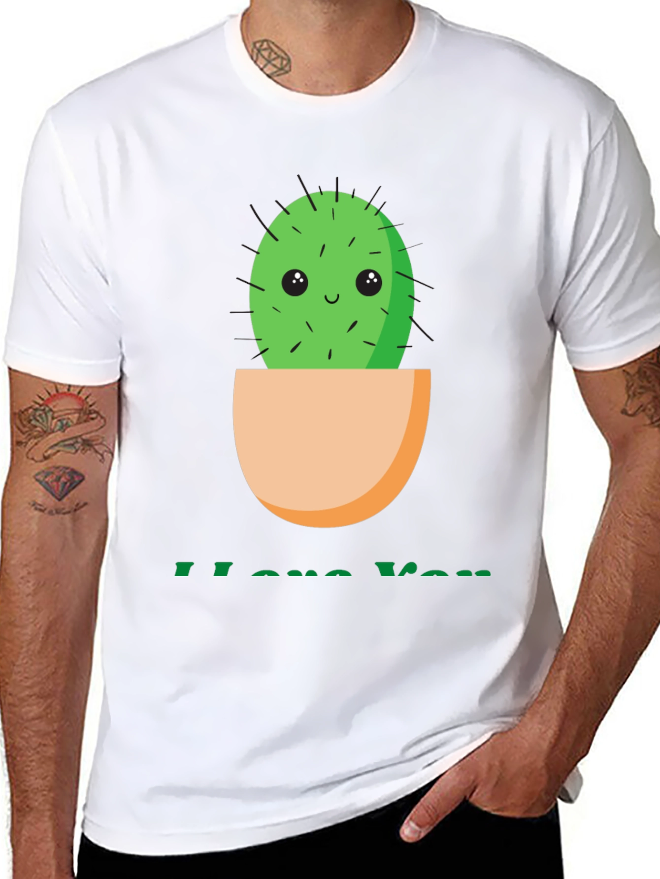 Cute Cactus I Love You T-Shirt - Black
