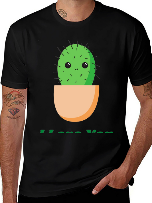 Cute Cactus I Love You T-Shirt - Black