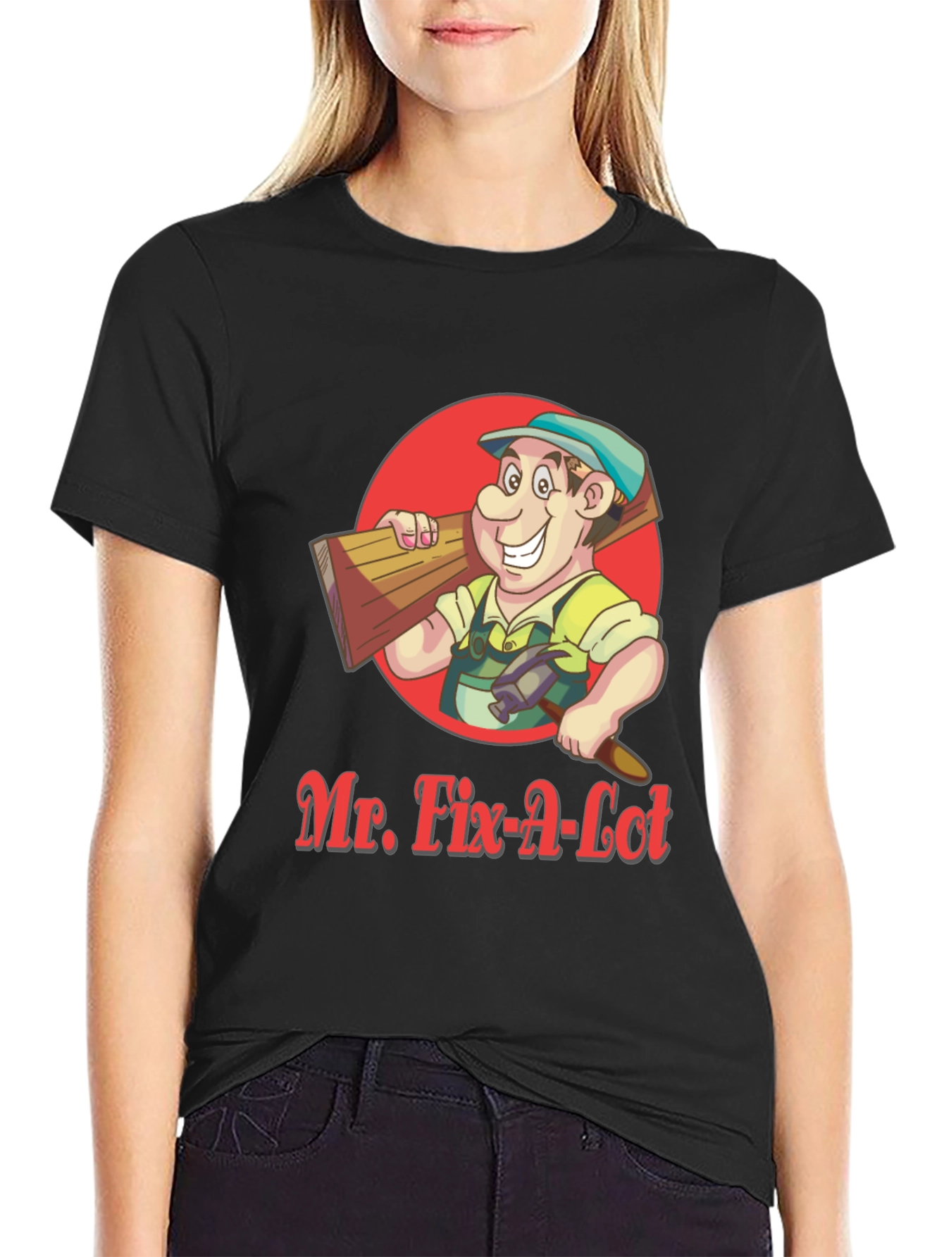 Mr. Fix-A-Lot Cartoon Graphic Tee - Black