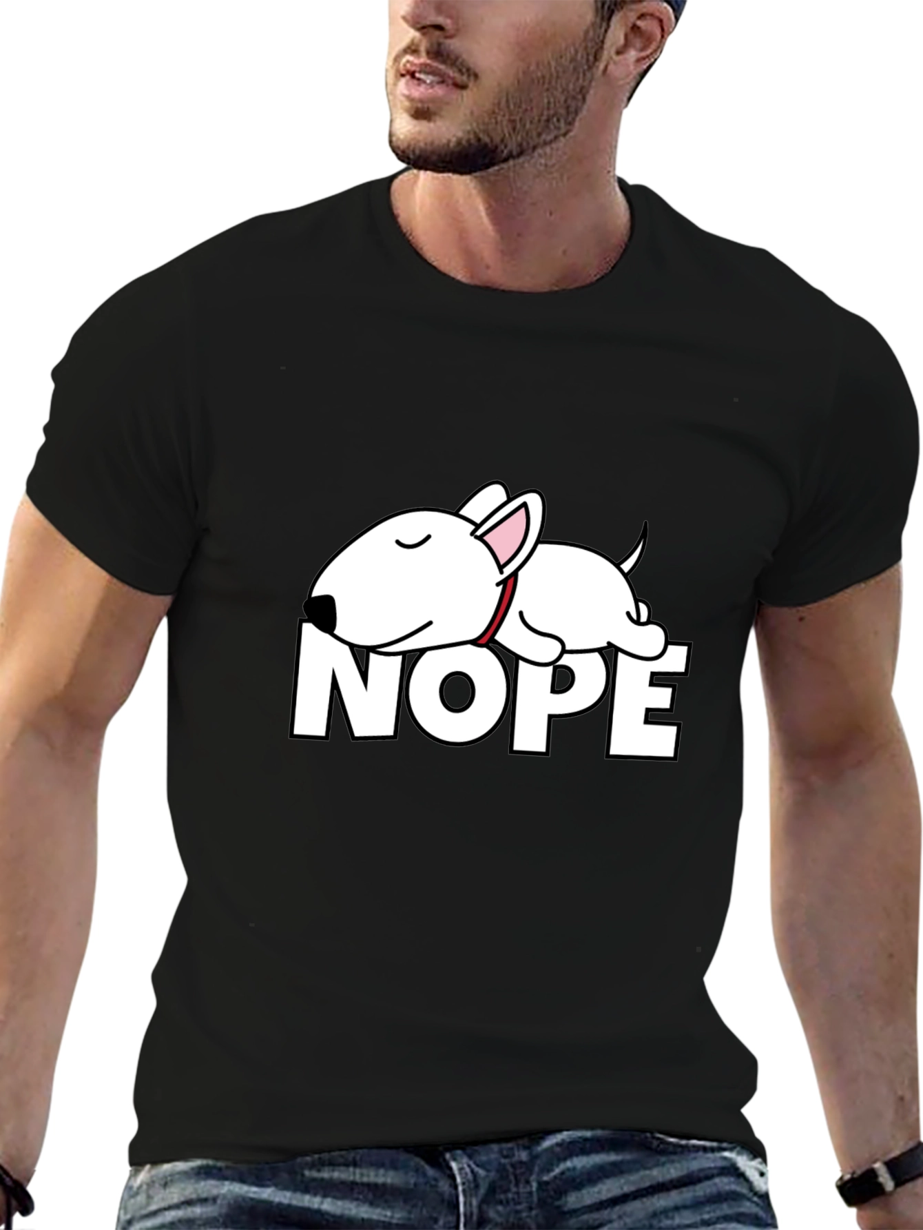 Nope Dog T-Shirt - Funny Bull Terrier Tee
