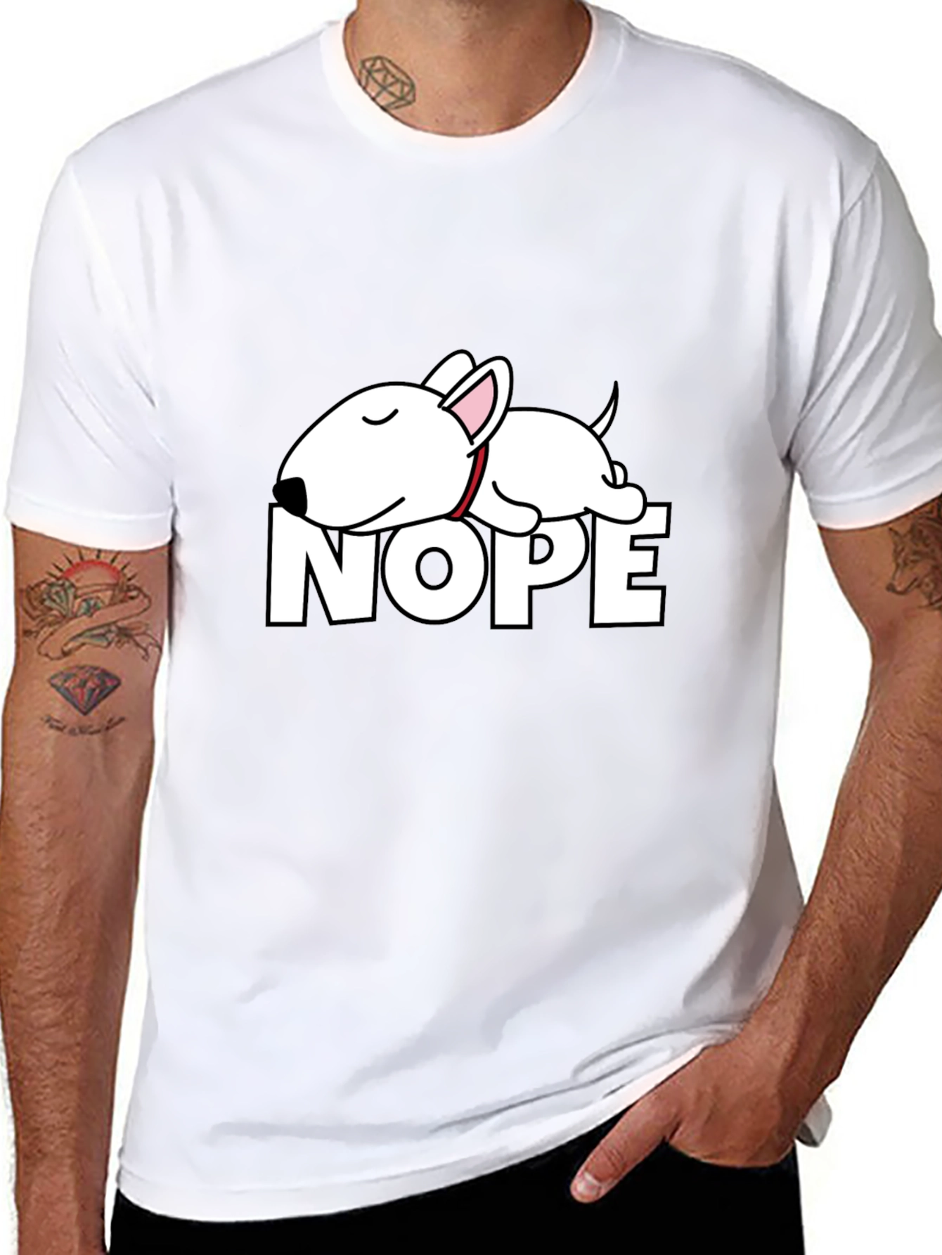 Nope Dog T-Shirt - Funny Bull Terrier Tee