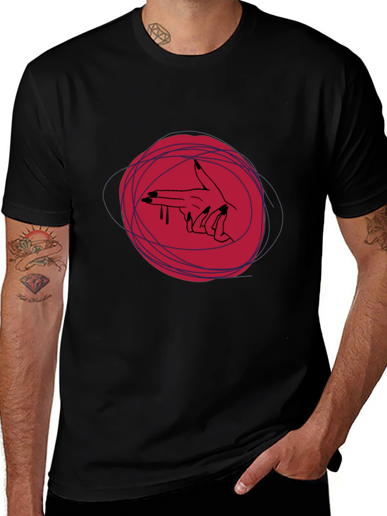 Edgy Graphic Tee - Hand Gun Design