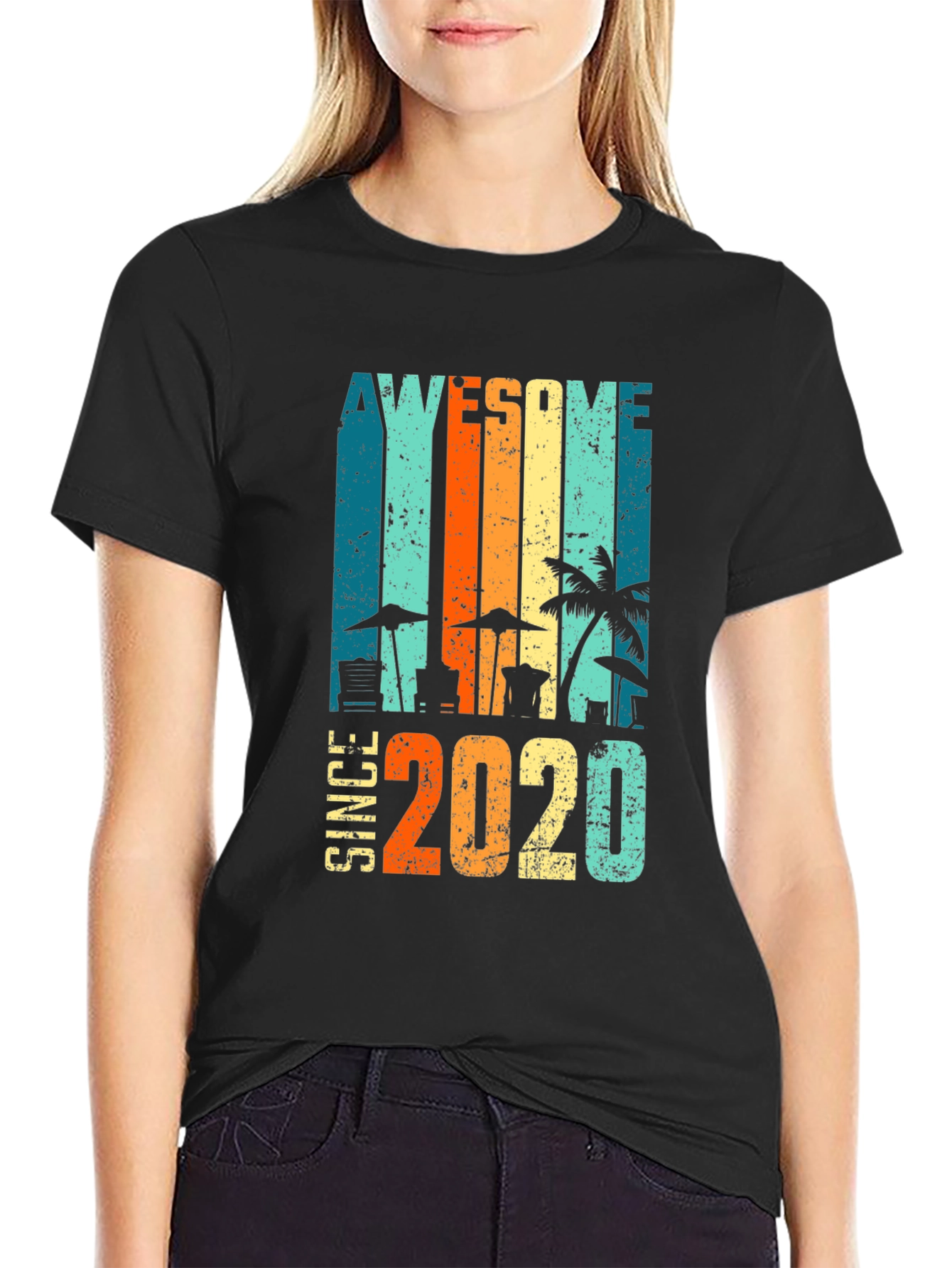 Awesome Since 2020 Graphic Tee - Black