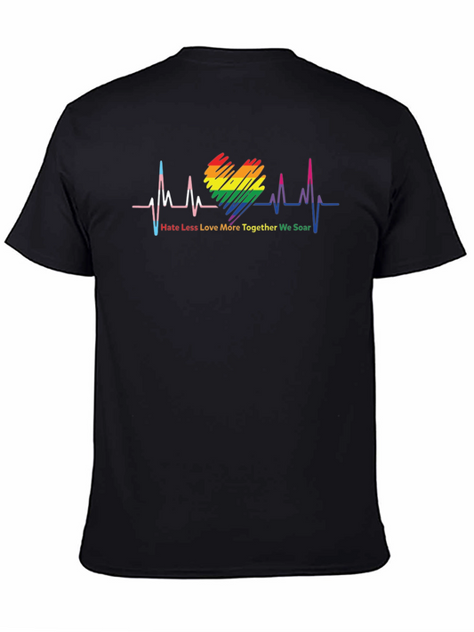 LGBTQ+ Heartbeat T-Shirt: Hate Less Love More