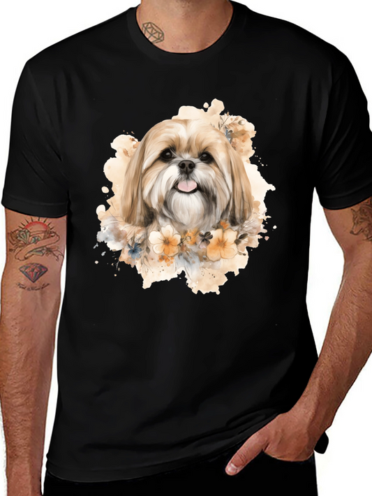 Shih Tzu Floral Watercolor T-Shirt