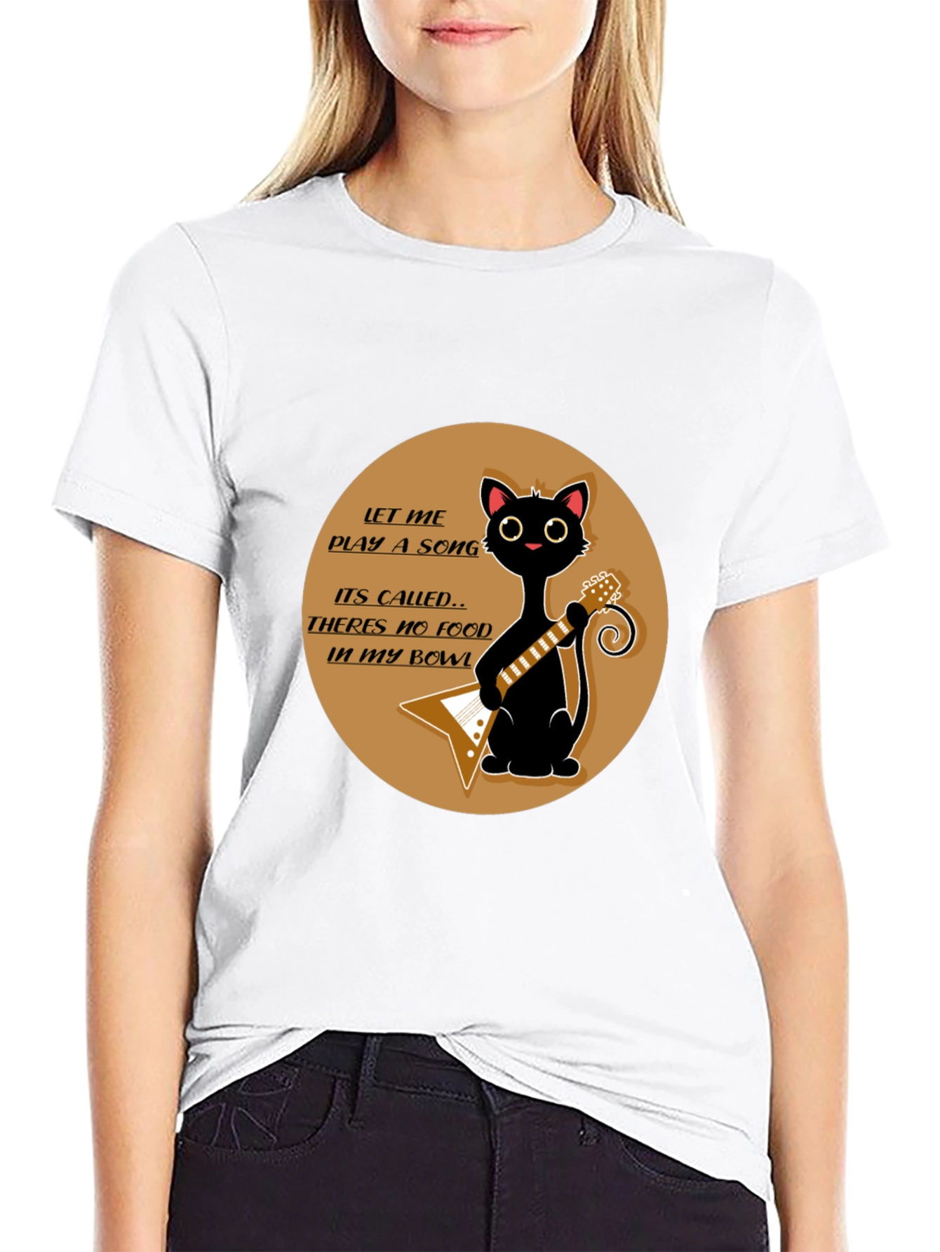 Cat Guitarist T-Shirt - No Food in My Bowl!