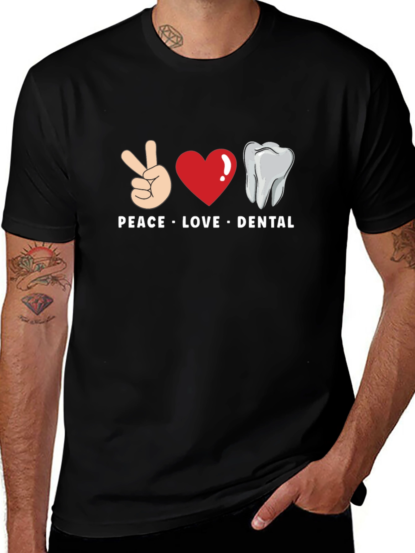 Peace Love Dental T-Shirt Funny Dentist Tee
