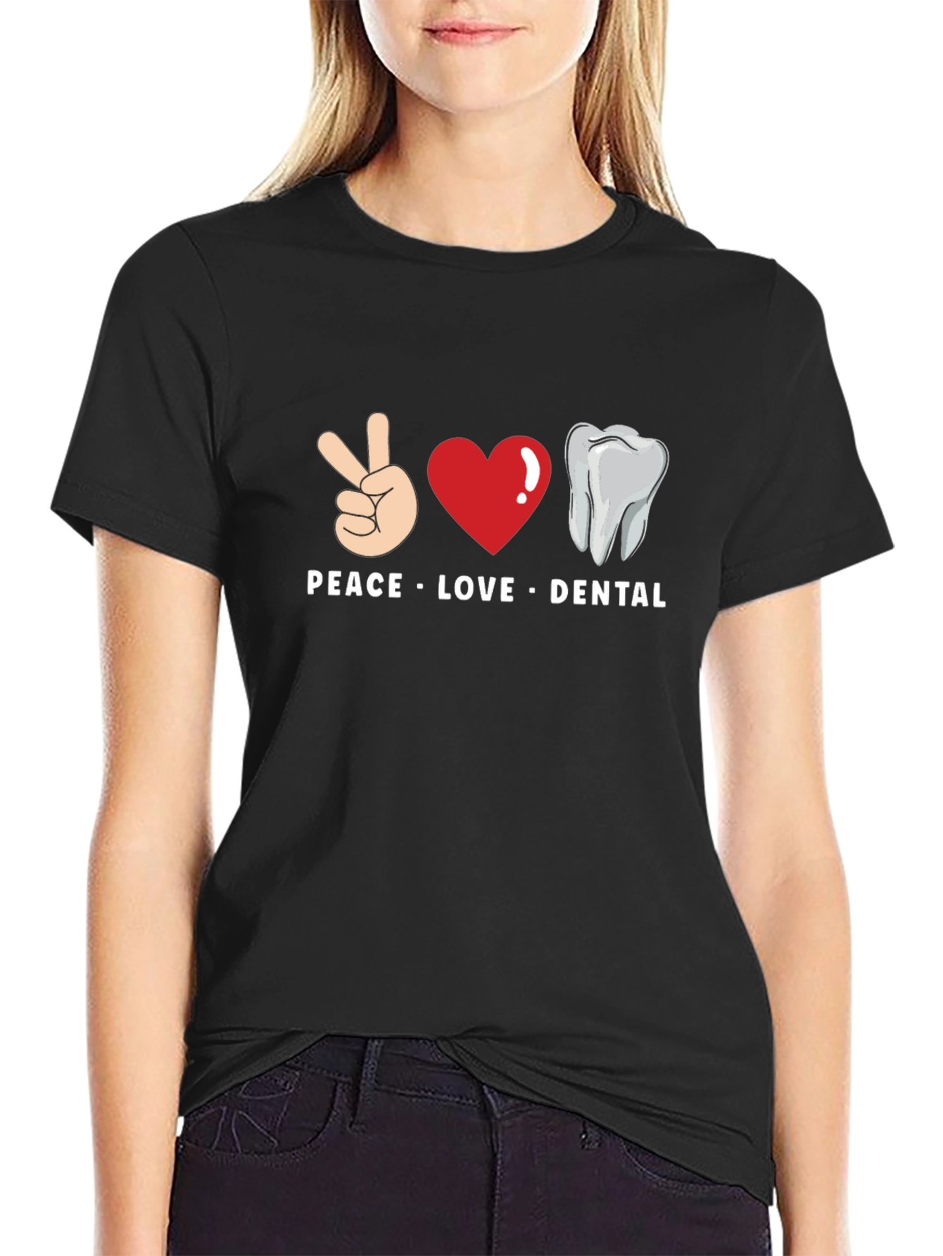 Peace Love Dental T-Shirt Funny Dentist Tee