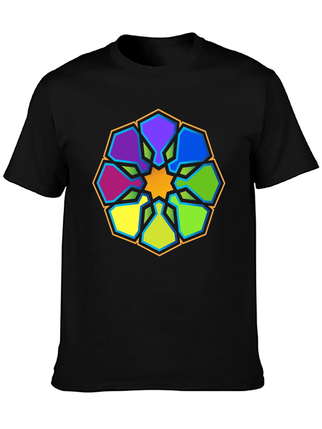Geometric Mandala Graphic Tee - Stylish Black T-Shirt