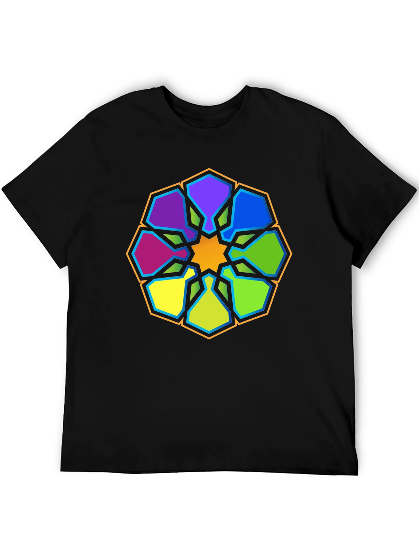 Geometric Mandala Graphic Tee - Stylish Black T-Shirt