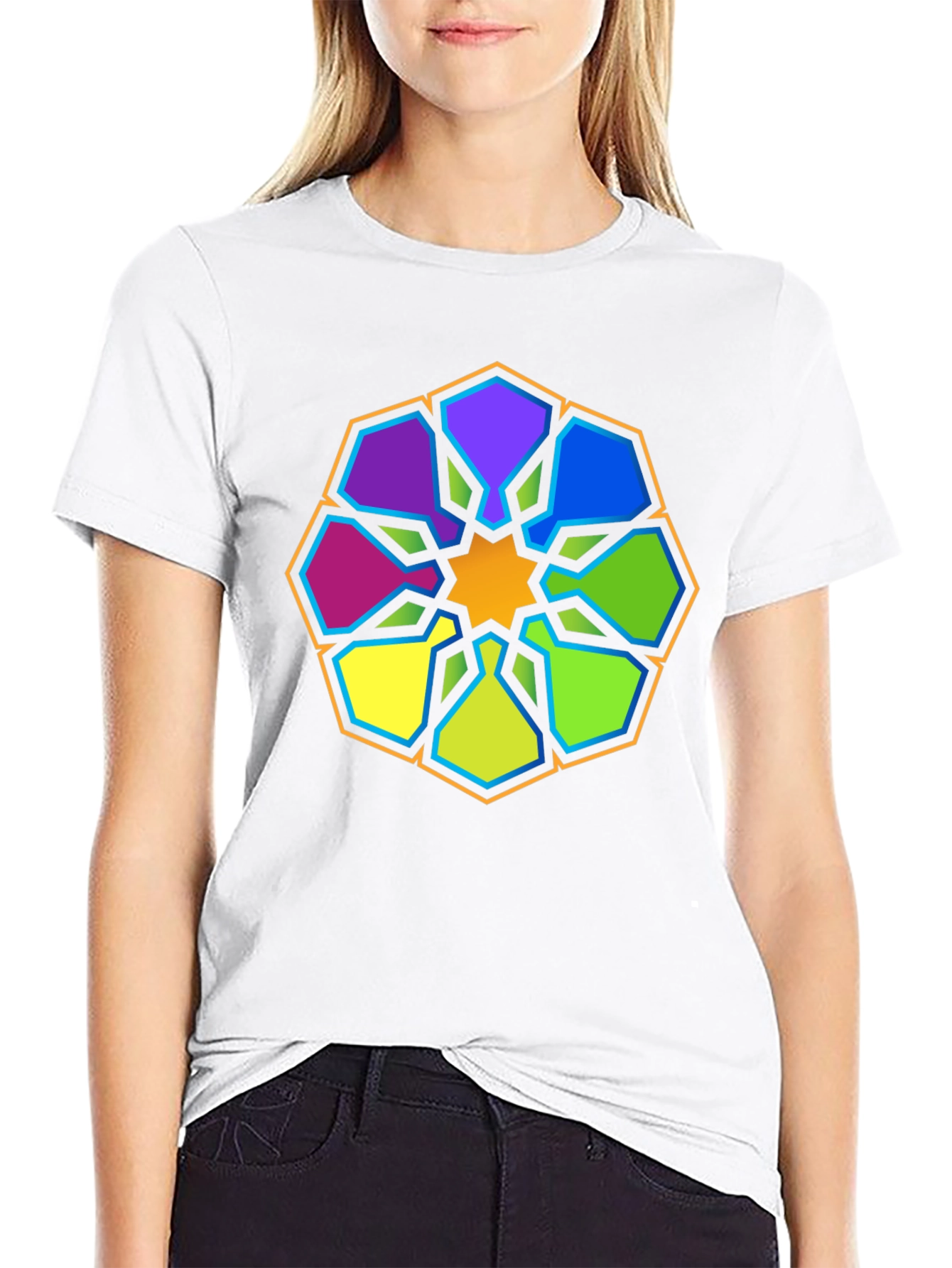 Geometric Mandala Graphic Tee - Stylish Black T-Shirt