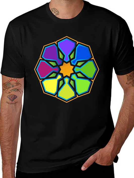 Geometric Mandala Graphic Tee - Stylish Black T-Shirt