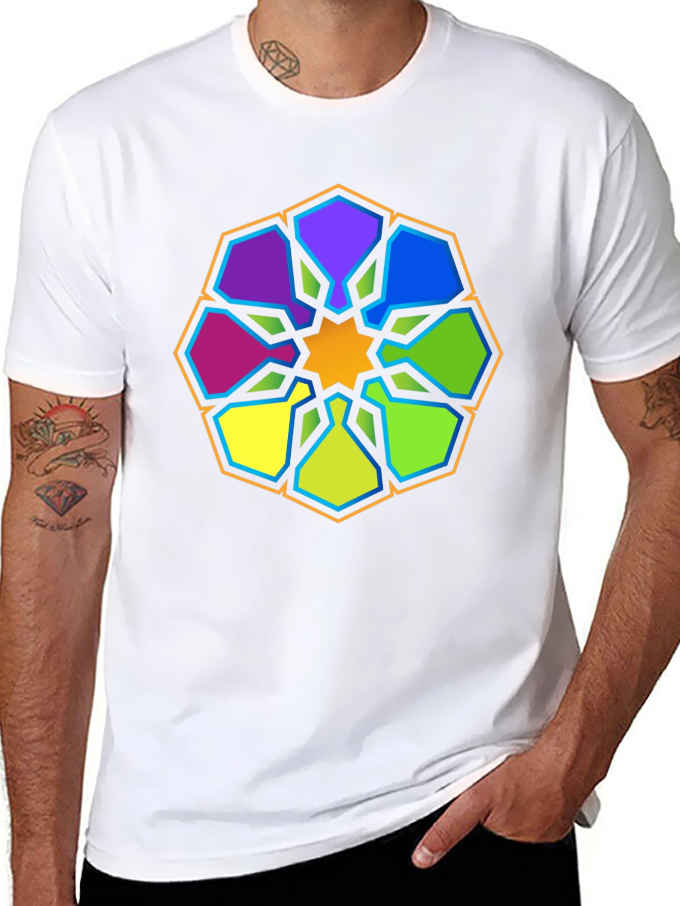 Geometric Mandala Graphic Tee - Stylish Black T-Shirt