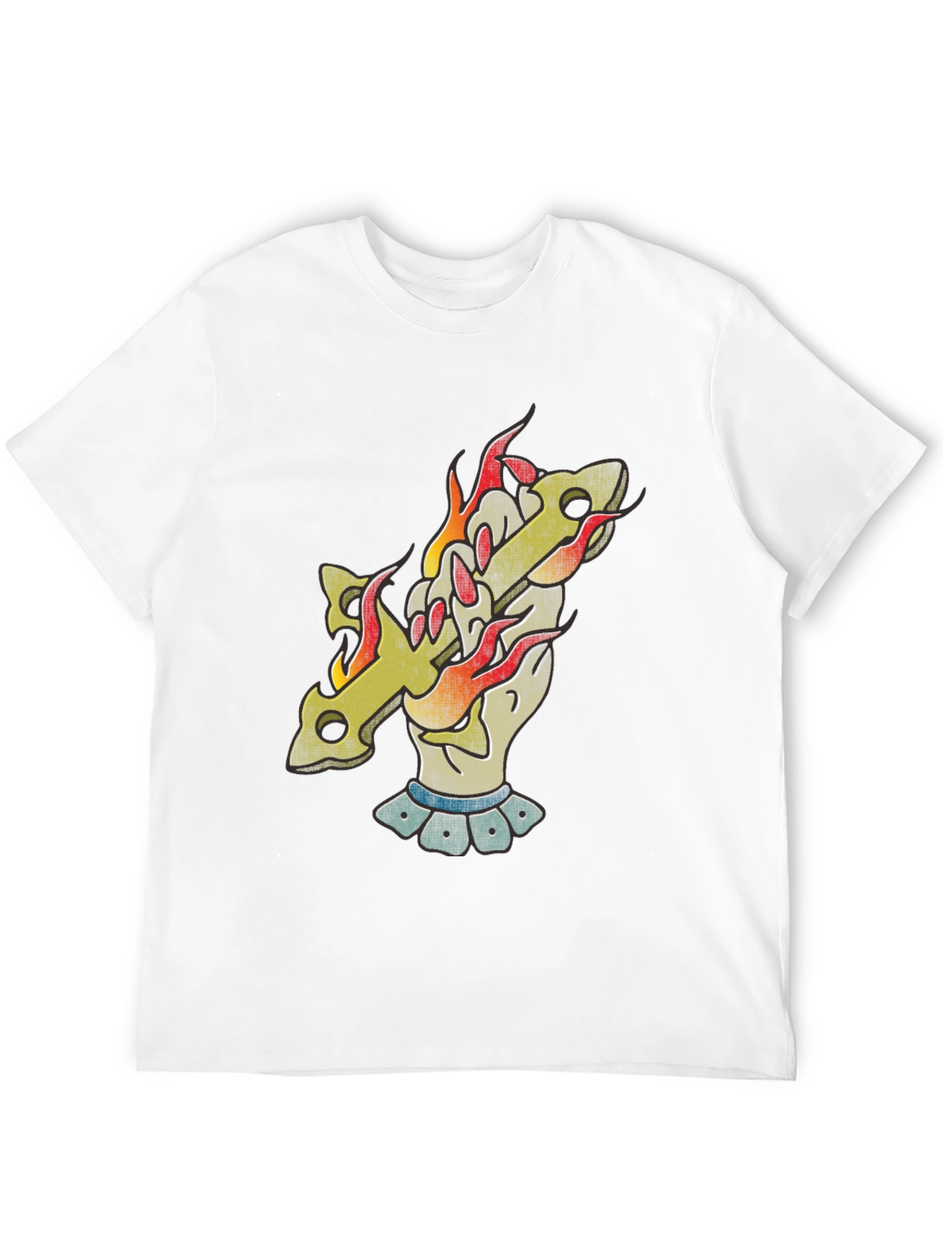 Flaming Cross Graphic T-Shirt - Classic Black Tee
