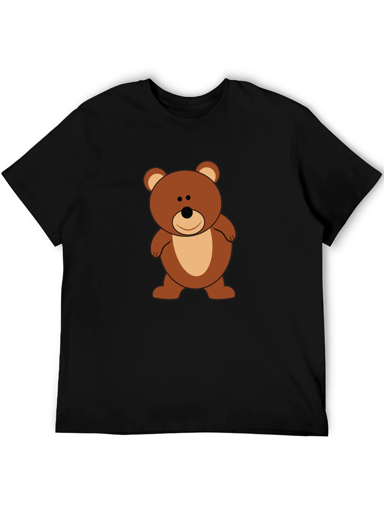 Cute Teddy Bear Graphic Tee - Black