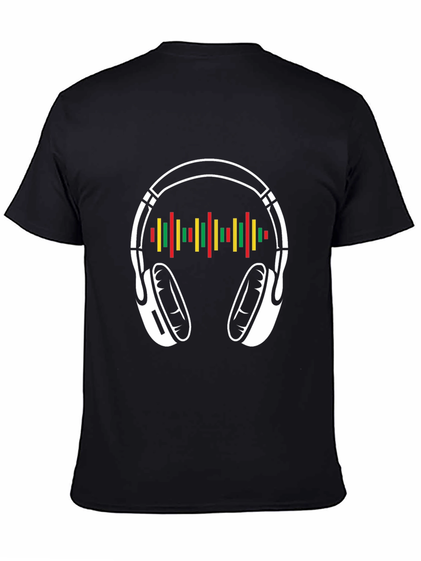 Music Headphone Graphic T-Shirt - Black