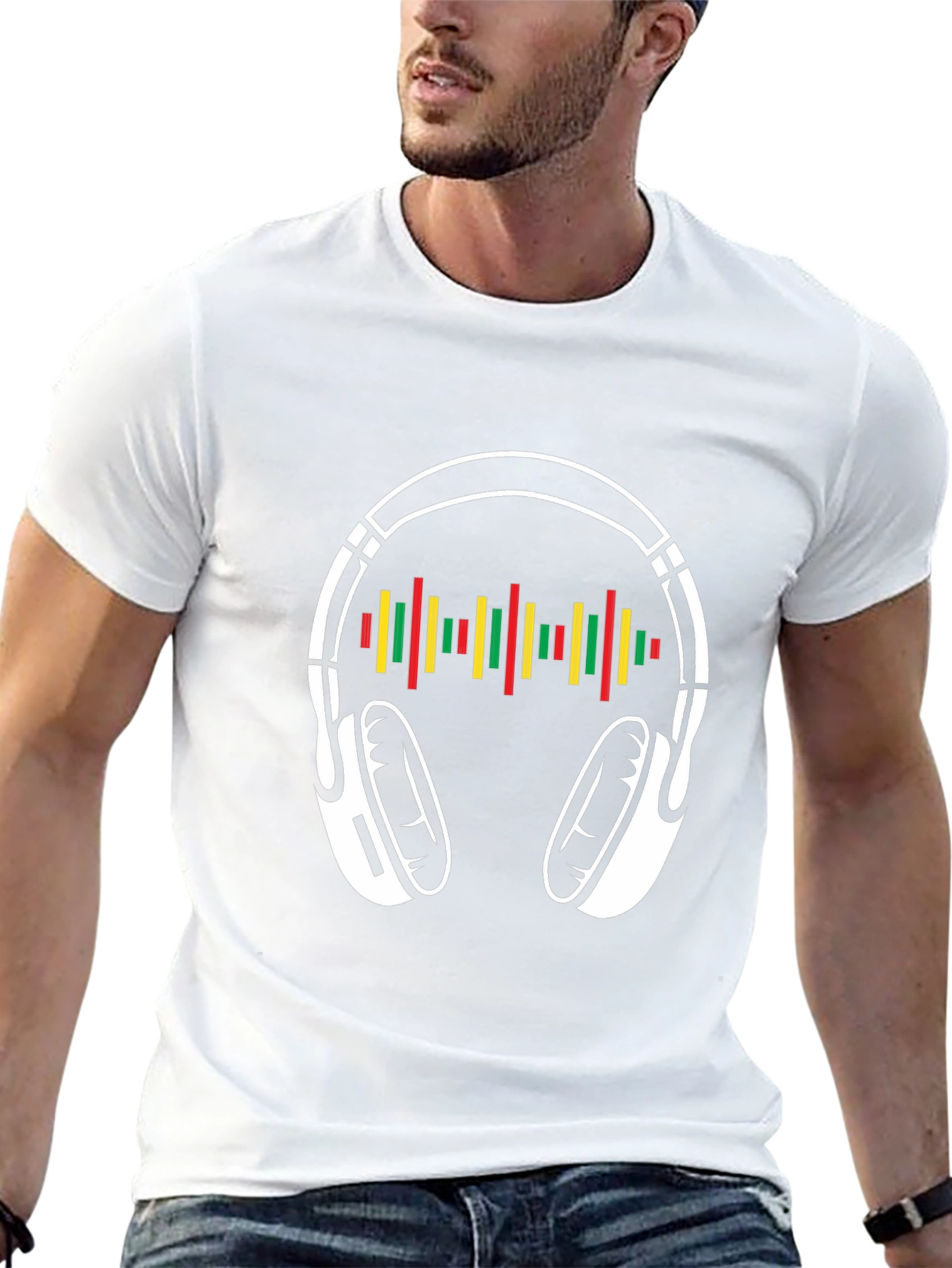 Music Headphone Graphic T-Shirt - Black