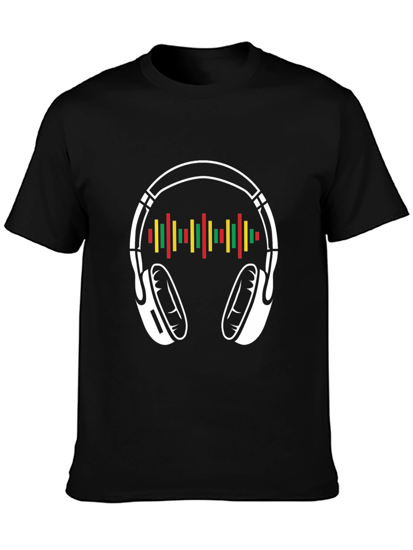 Music Headphone Graphic T-Shirt - Black