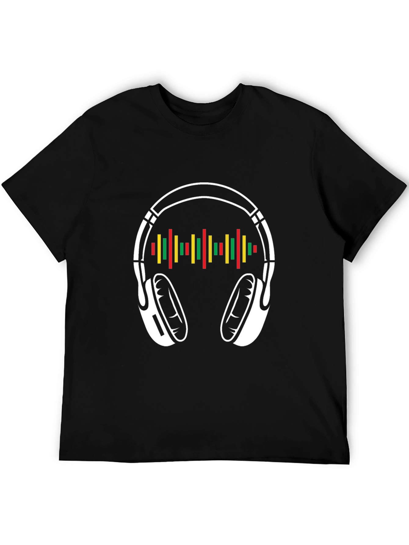 Music Headphone Graphic T-Shirt - Black