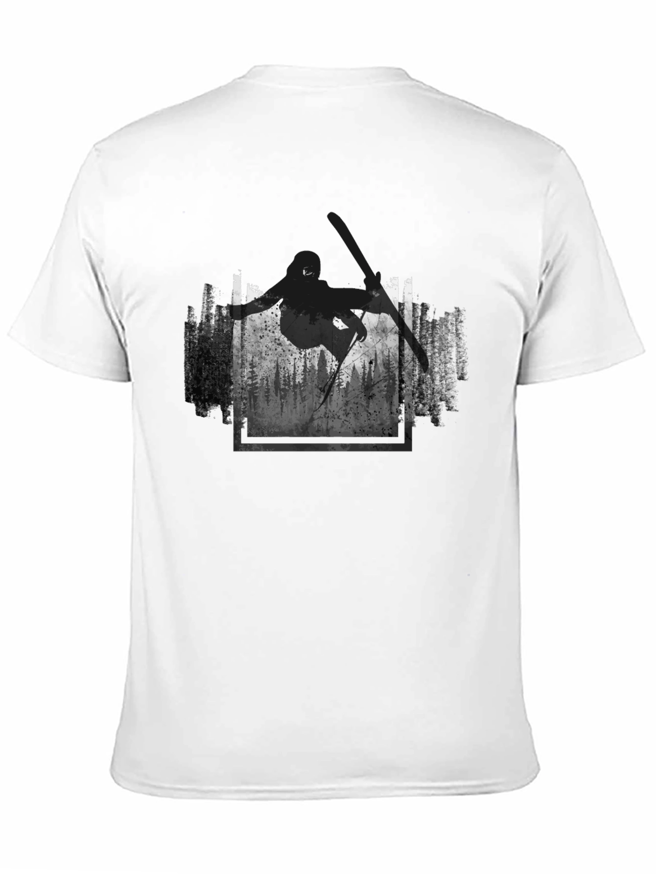 Skiing Forest Graphic Black T-Shirt
