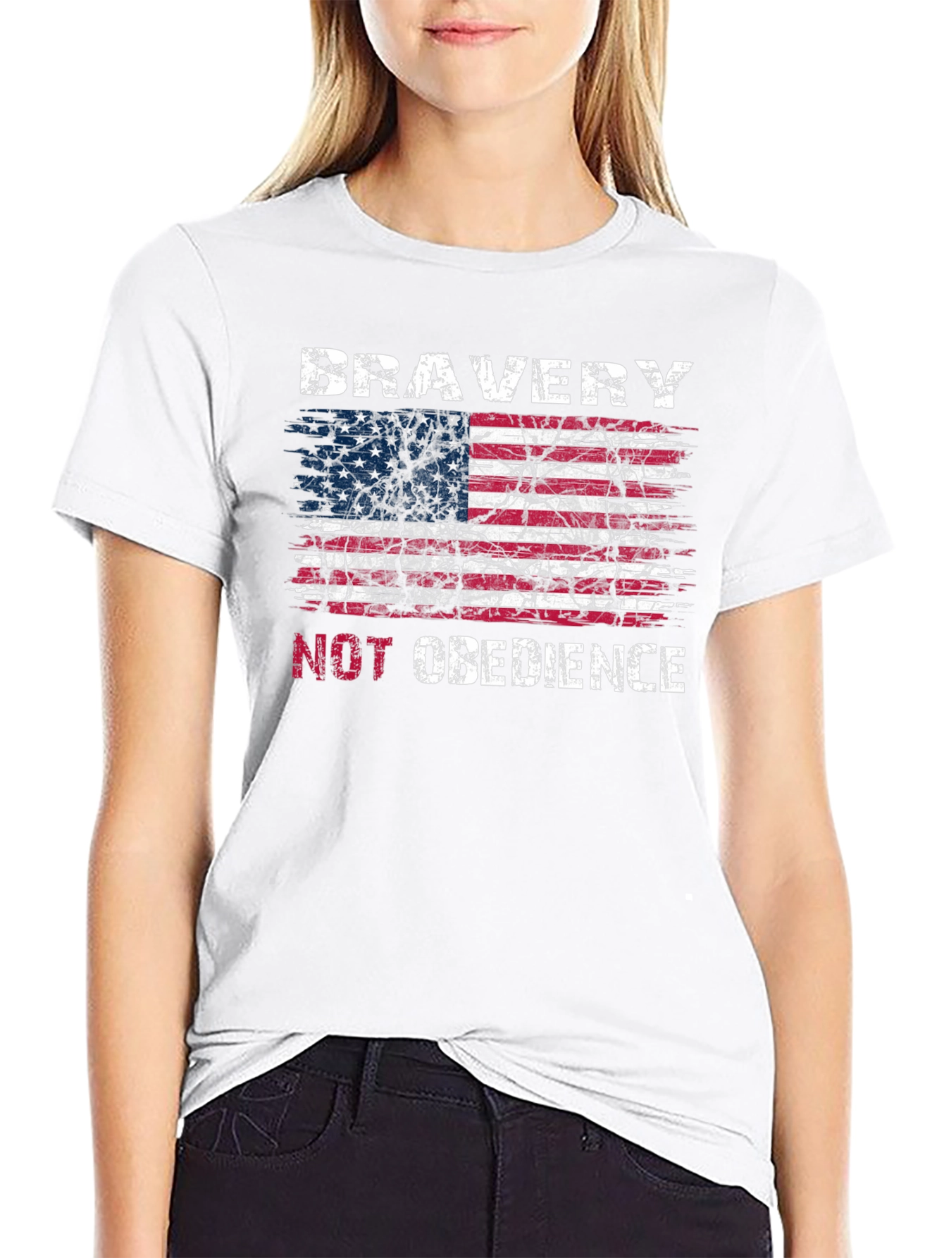 Bravery Not Obedience American Flag Graphic T-Shirt