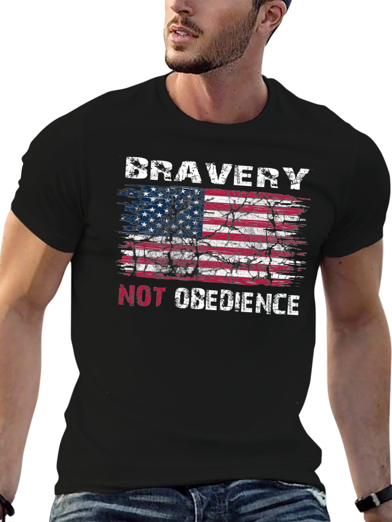 Bravery Not Obedience American Flag Graphic T-Shirt