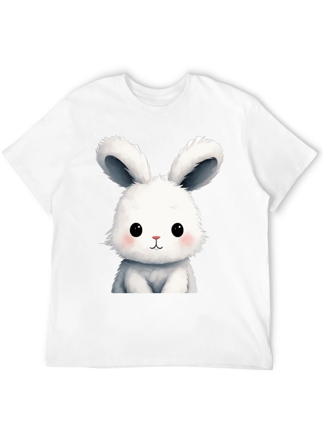 Cute Cartoon Bunny Black T-Shirt