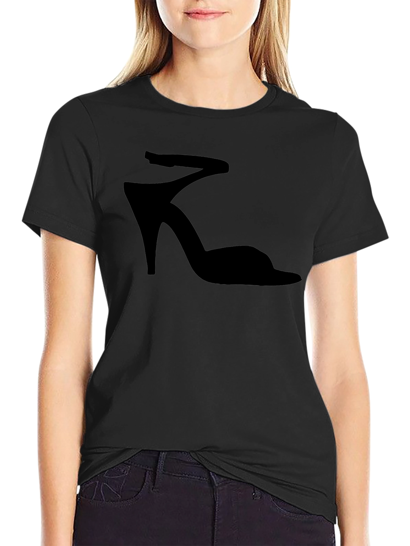 High Heel Shoe Graphic Tee - Fashionable Black T-Shirt