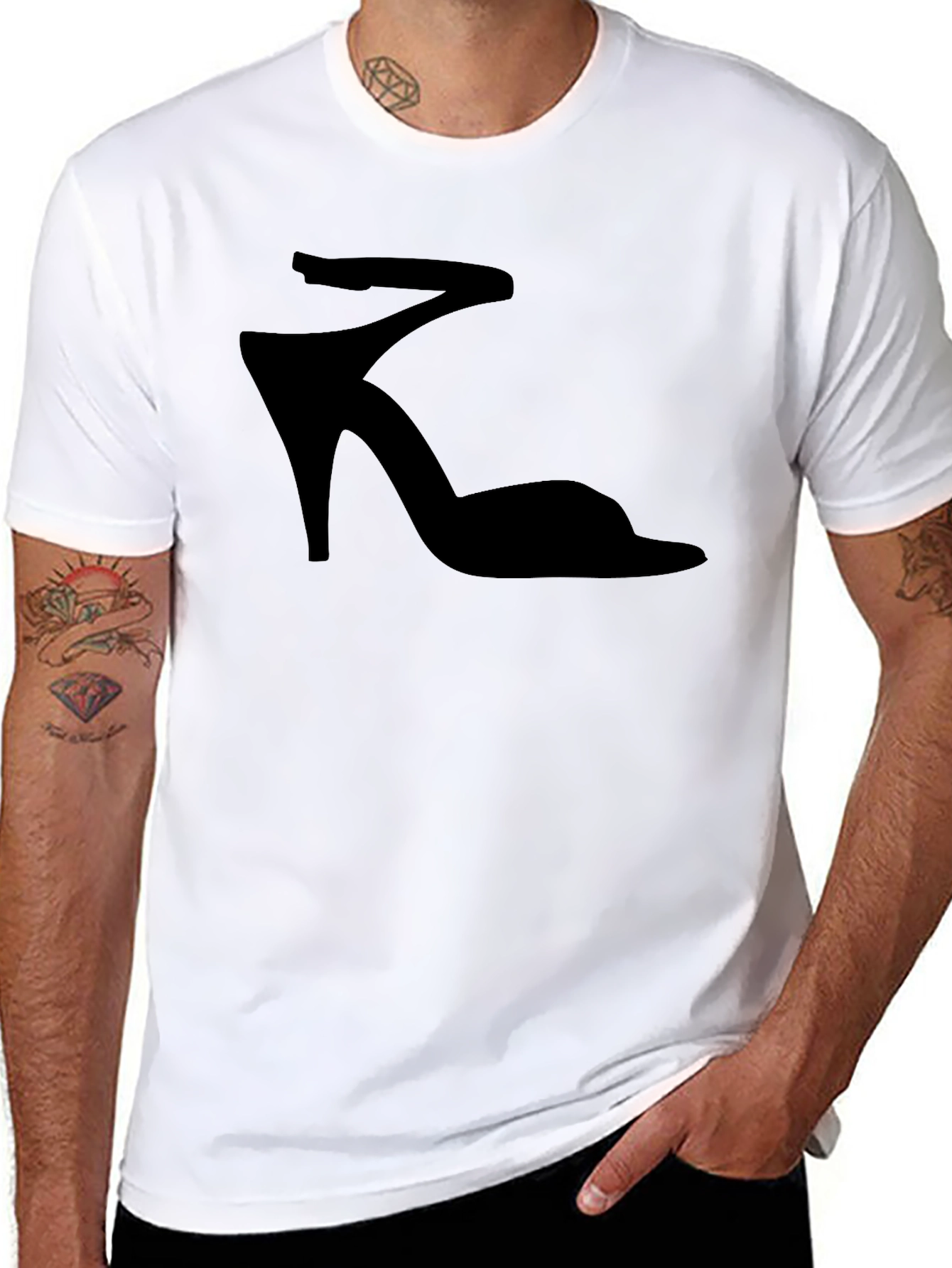 High Heel Shoe Graphic Tee - Fashionable Black T-Shirt