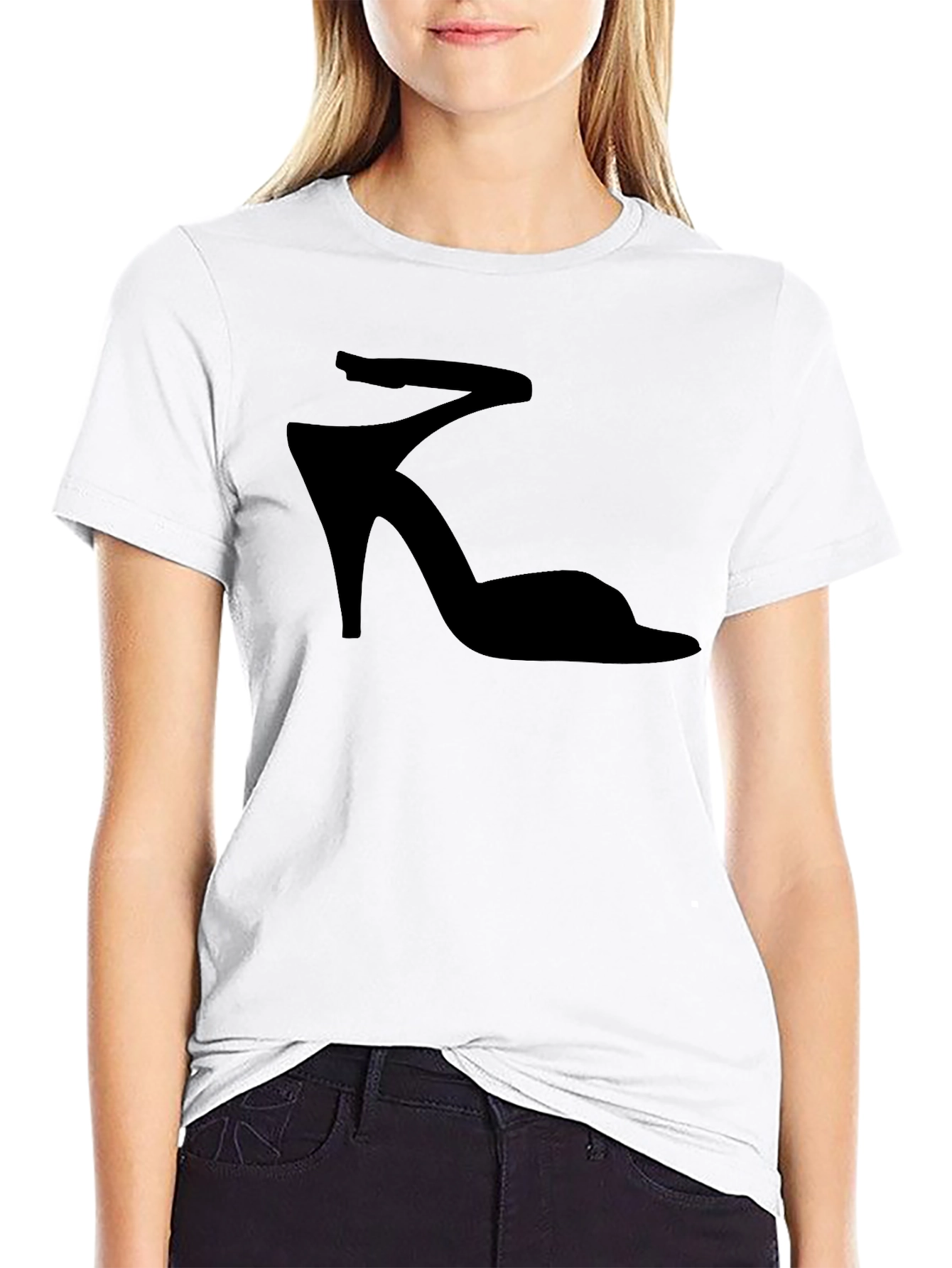 High Heel Shoe Graphic Tee - Fashionable Black T-Shirt