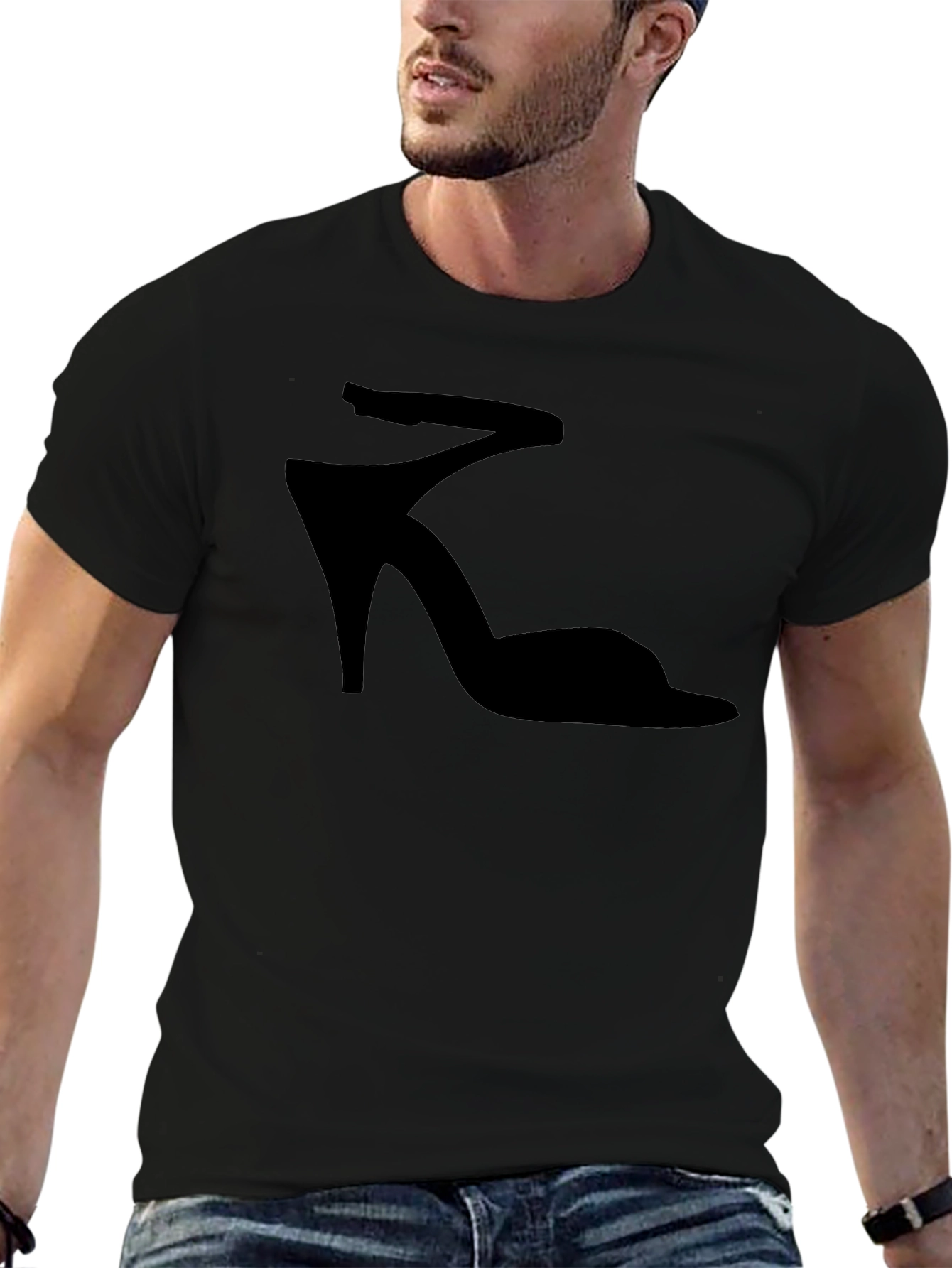 High Heel Shoe Graphic Tee - Fashionable Black T-Shirt