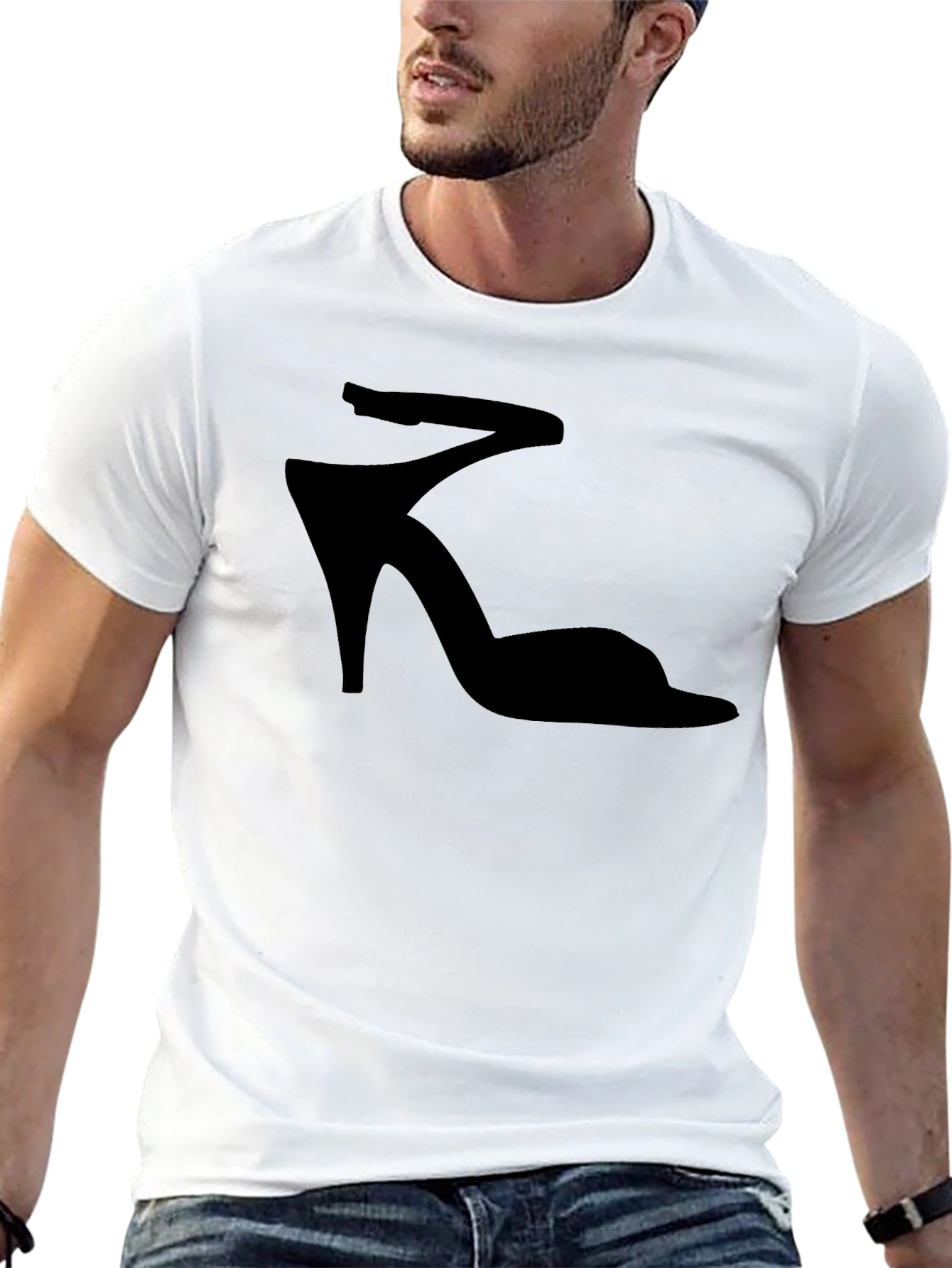 High Heel Shoe Graphic Tee - Fashionable Black T-Shirt