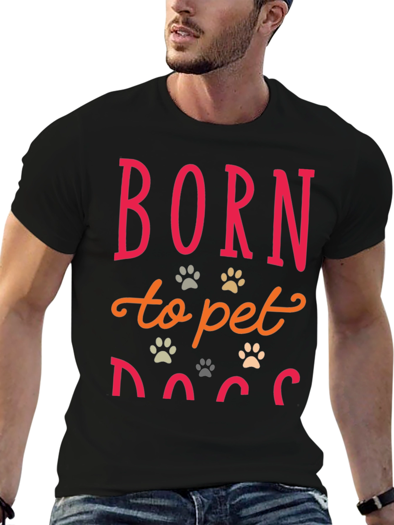 Born to Pet Dogs Graphic T-Shirt