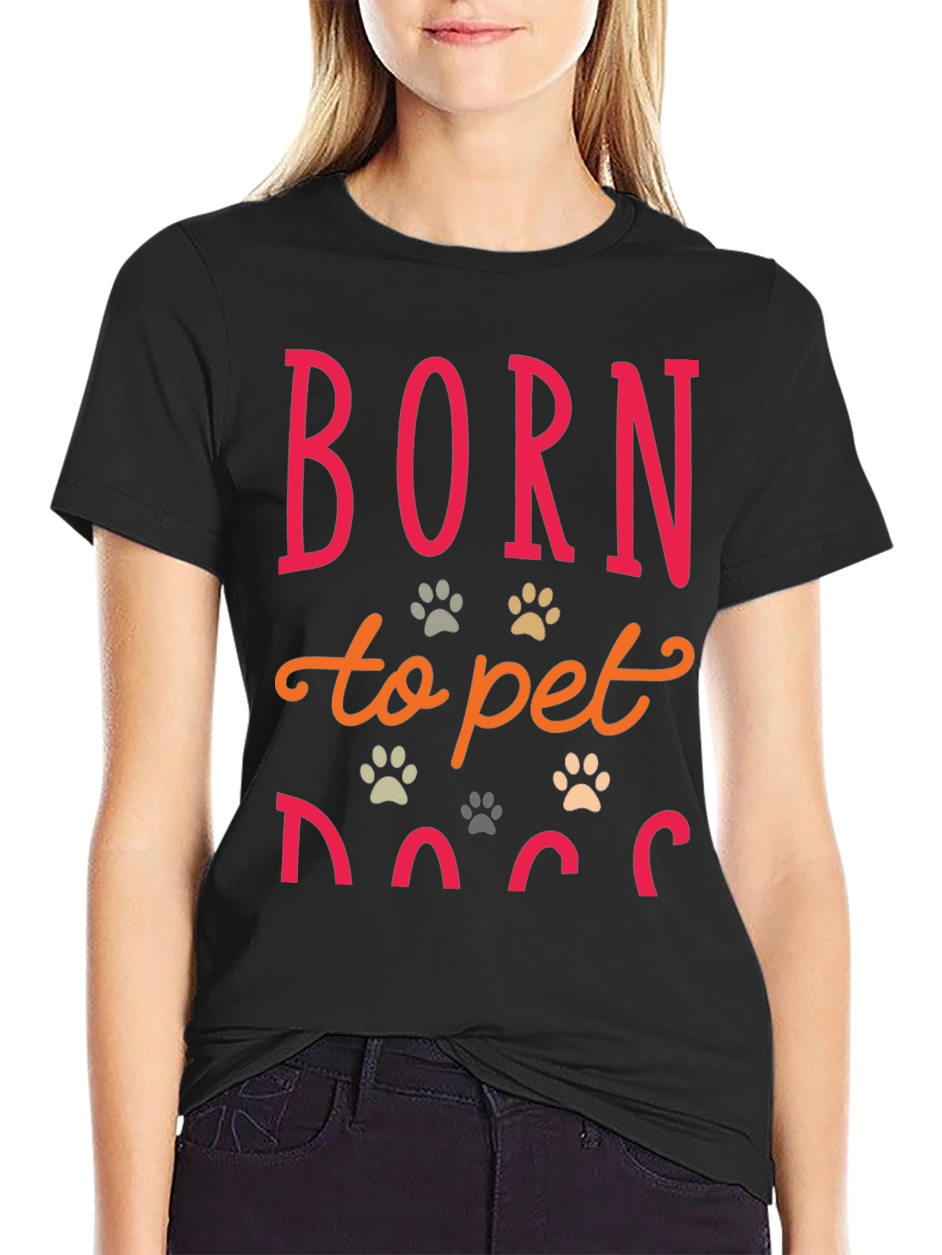 Born to Pet Dogs Graphic T-Shirt