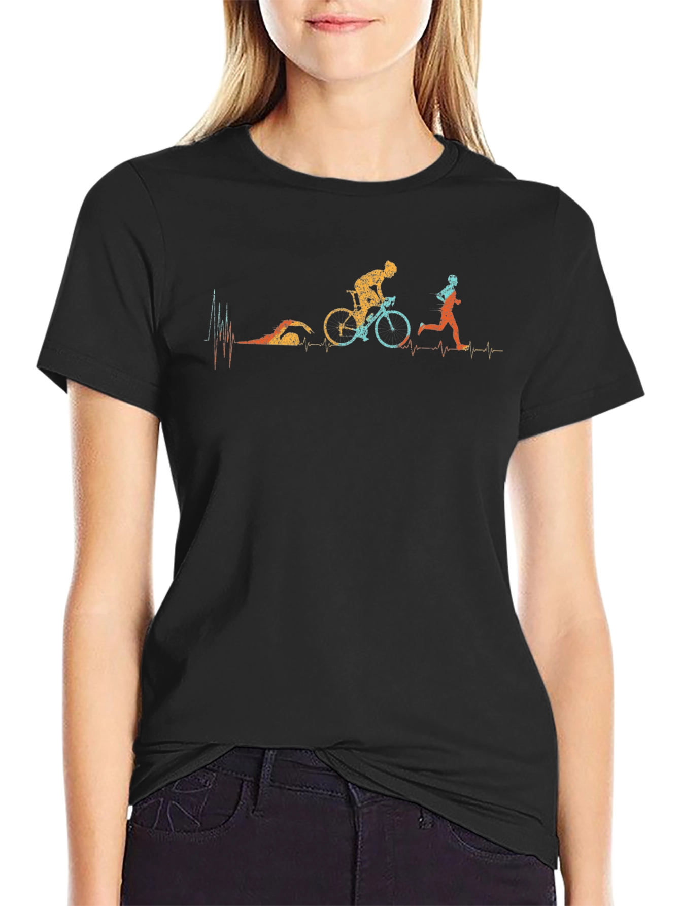 Triathlon Heartbeat T-Shirt - Swim Bike Run