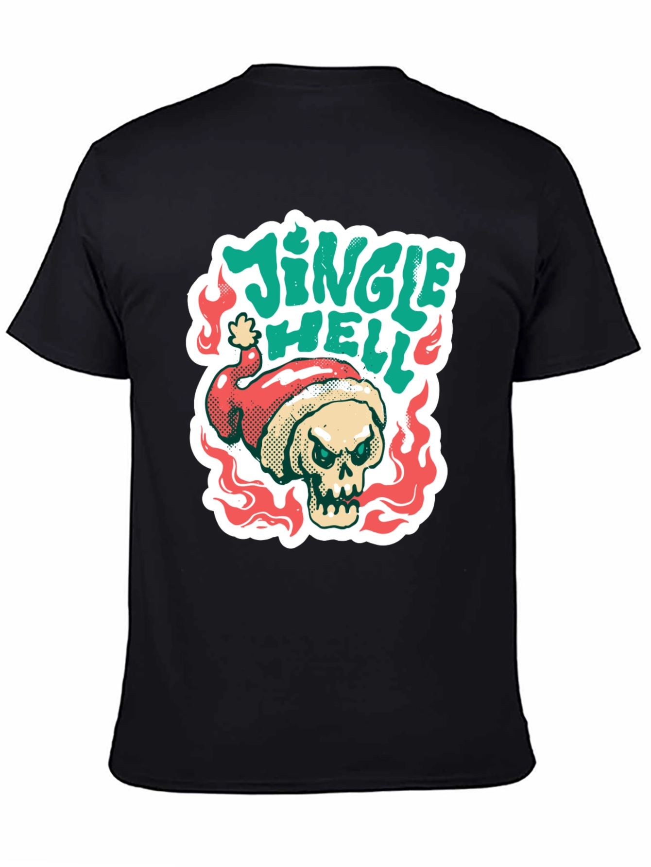 Jingle Hell T-Shirt - Skull Santa Hat