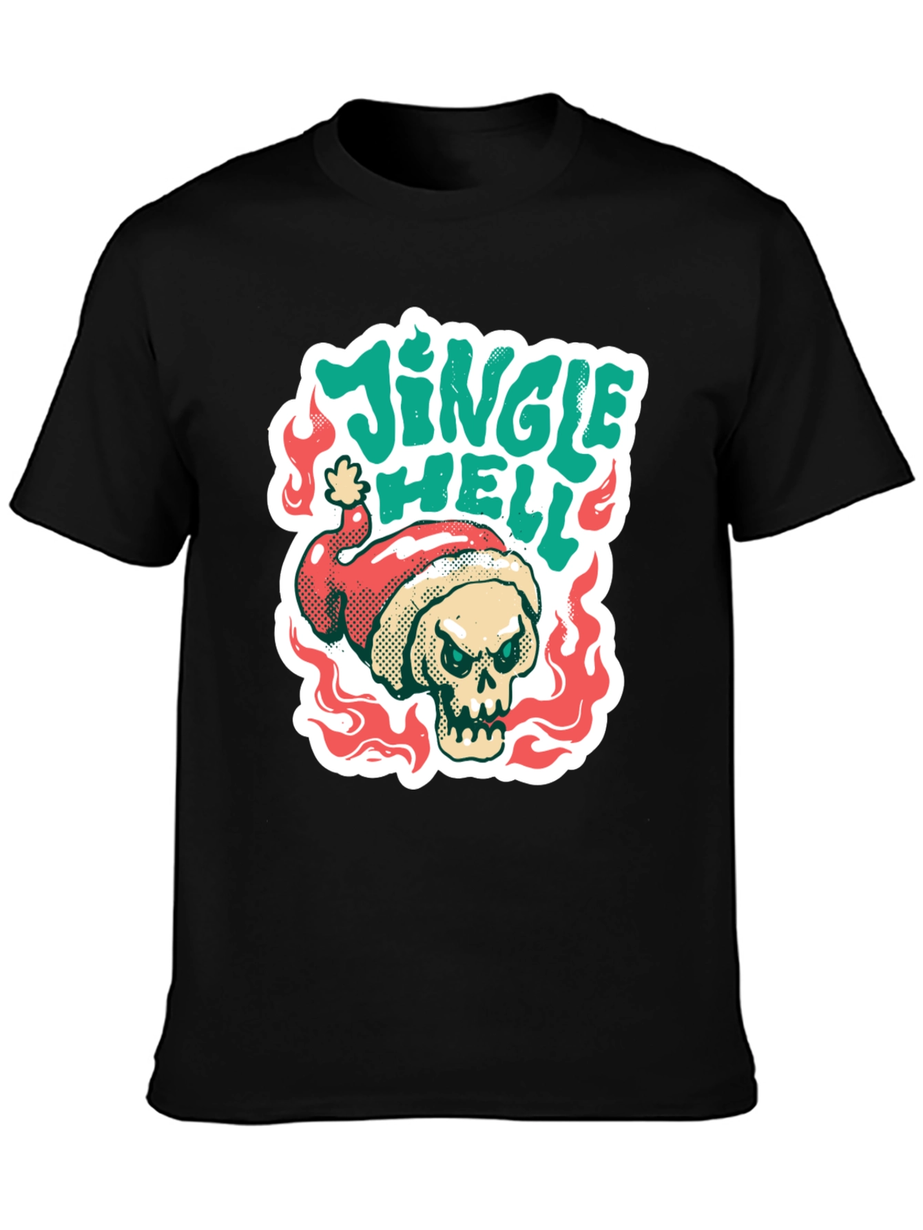 Jingle Hell T-Shirt - Skull Santa Hat