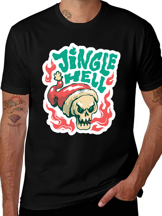 Jingle Hell T-Shirt - Skull Santa Hat