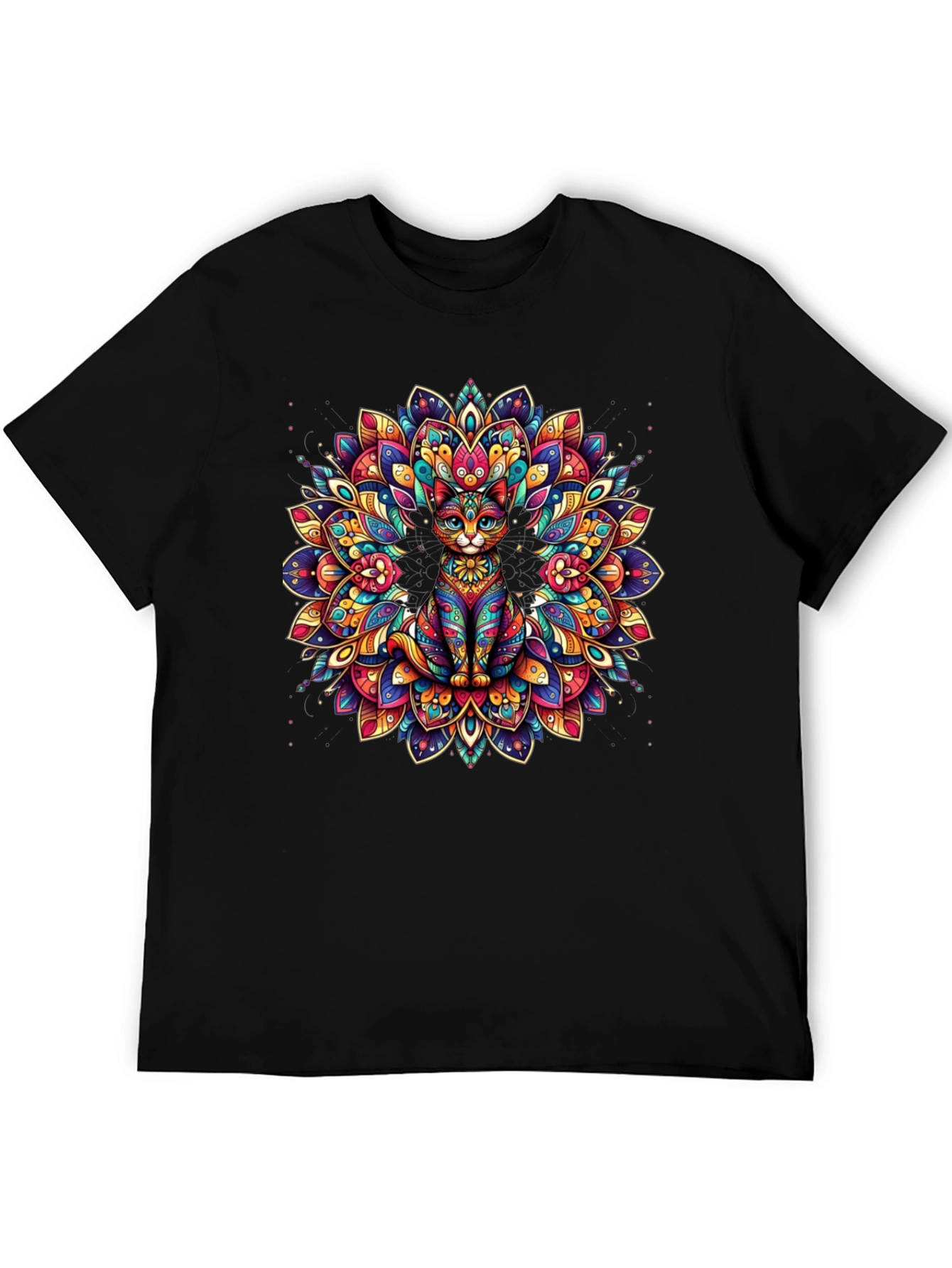 Psychedelic Cat Mandala Graphic Tee