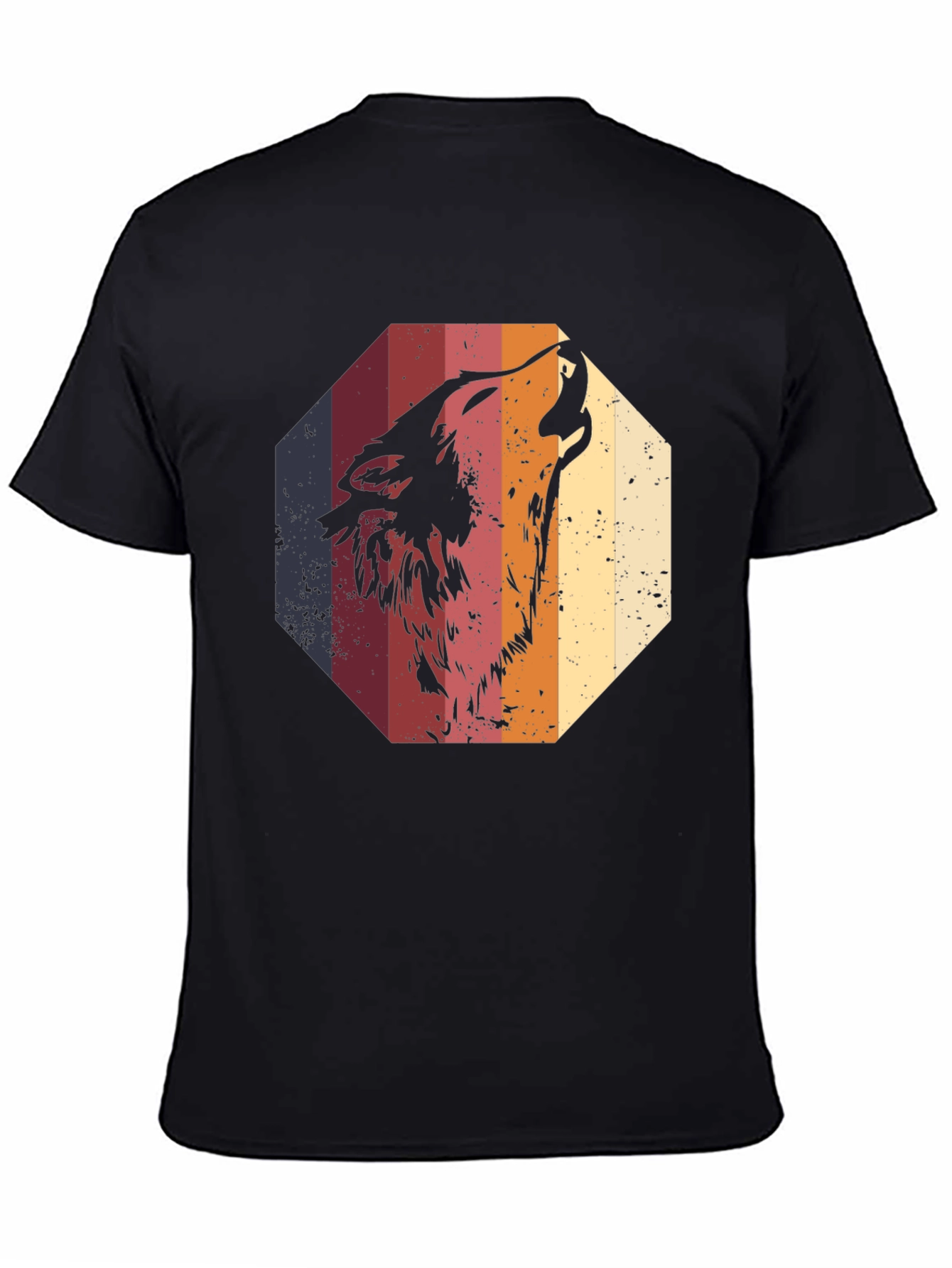 Retro Wolf Graphic Tee - Mens Black T-Shirt
