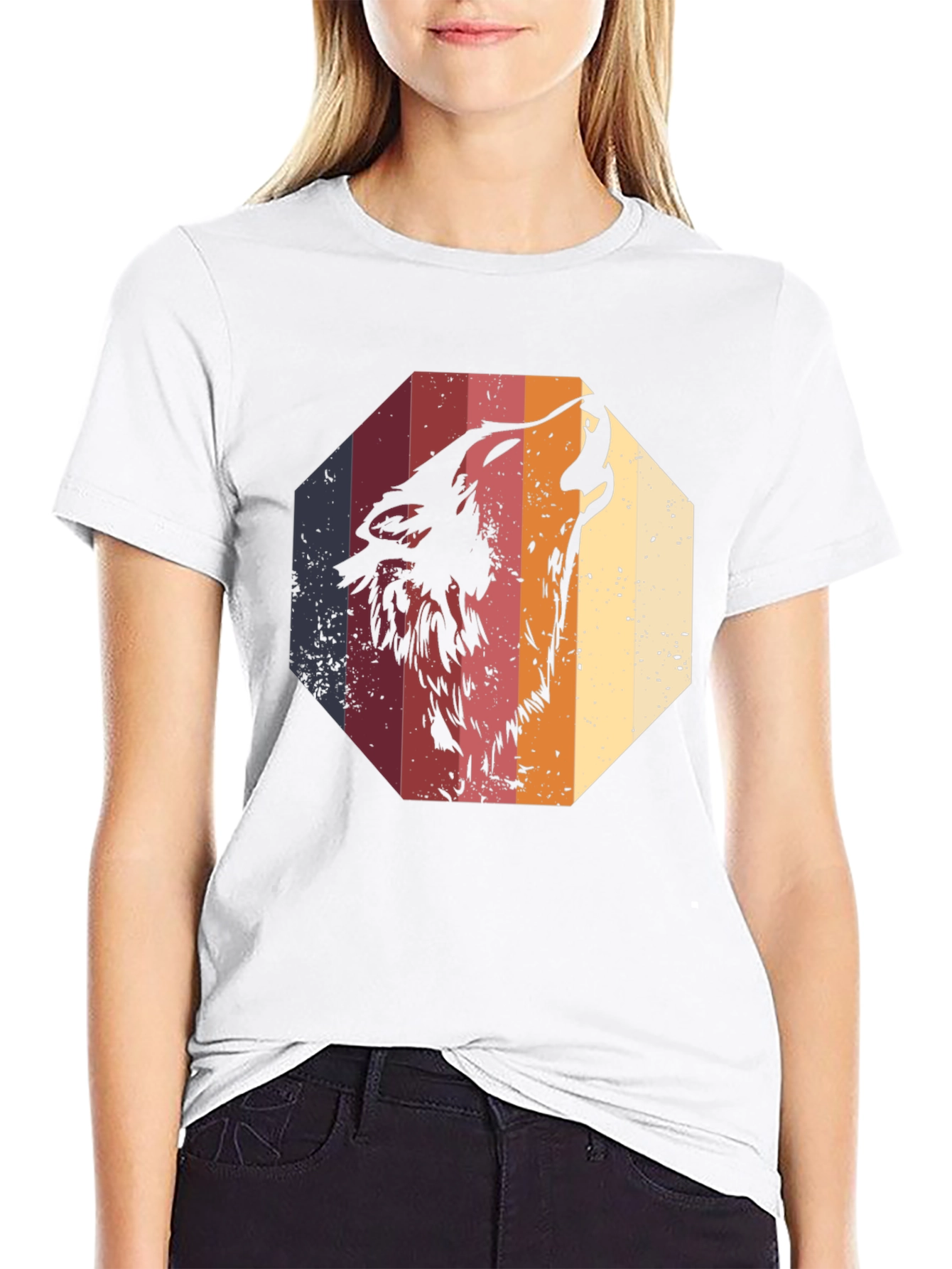 Retro Wolf Graphic Tee - Mens Black T-Shirt